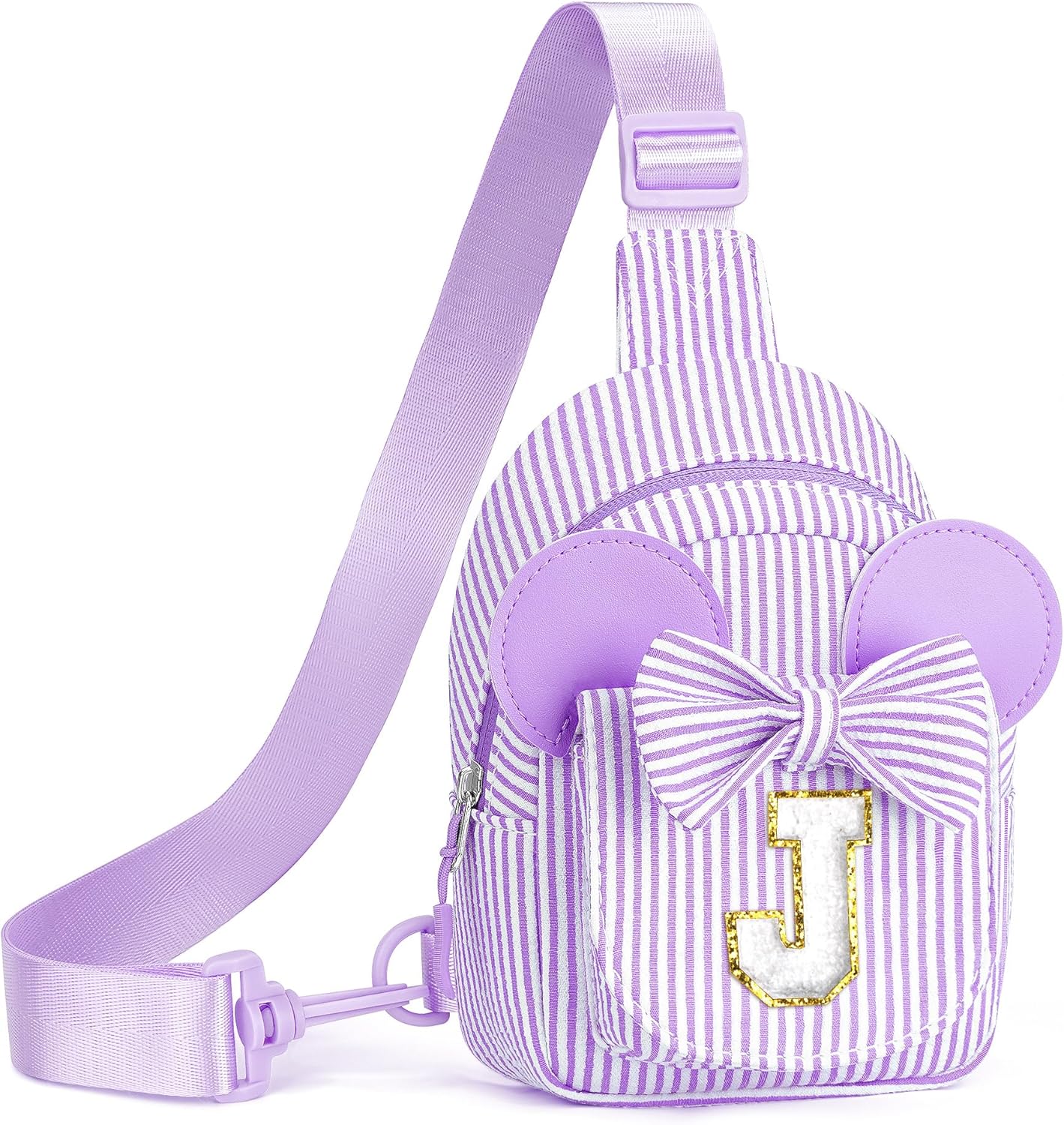 Girls Kids Small Sling Bag, Purple Initial Crossbody Bag for Girls Kid, Girls Belt Bags for Kids Girl Small Initial Monogram Fanny Packs Personalized Gifts for Girl Kid Birthday (Purple J)