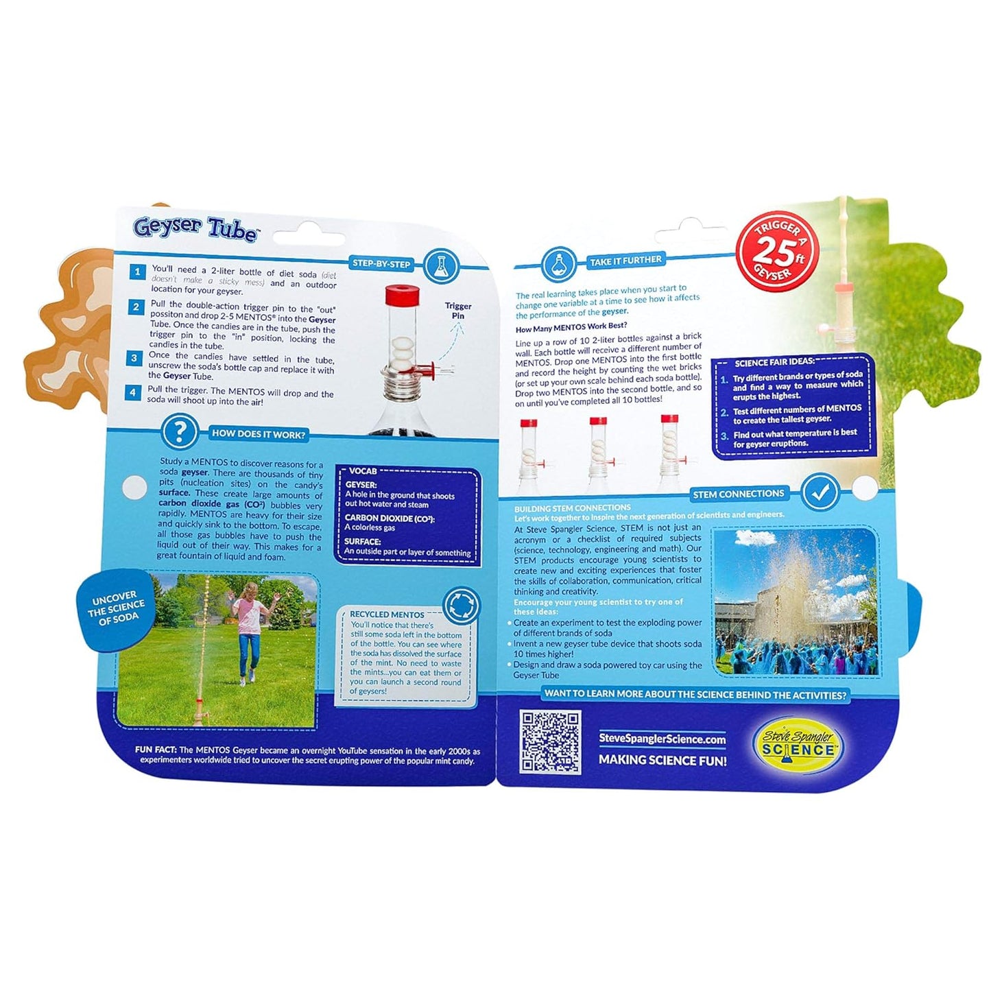 Steve Spangler Science Geyser Tube Experiment, Chemical Reactions Science Experiments for Kids, Amazing Geysers with Soda & Mentos Candy, School, Camp, Homeschool Science Kits, Incl: 1 Tube