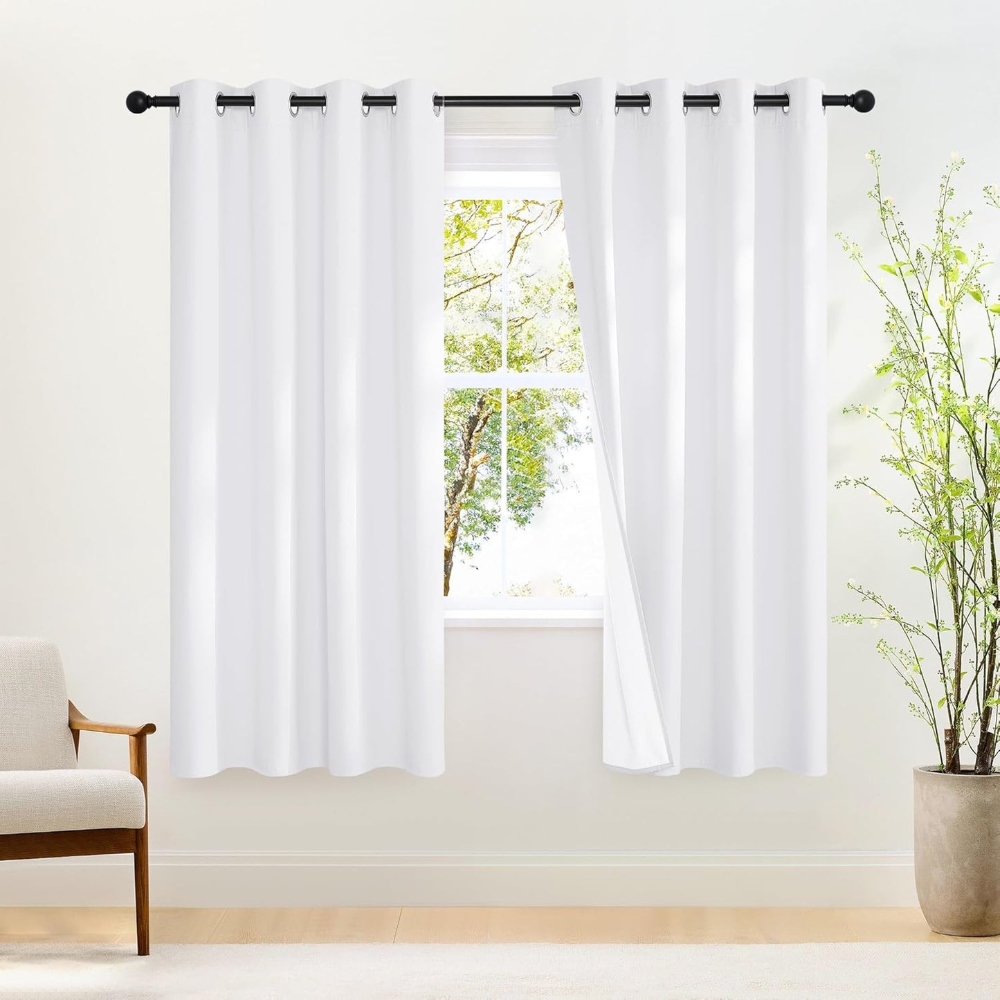 NICETOWN White Blackout 78 inch Curtains for Doorway, Grommet 100% Blackout Curtains Room Darkening Thermal Window Treatments for Bedroom/Living Room, 2 Panels, W52 x L78
