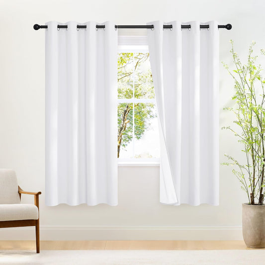 NICETOWN White Blackout 78 inch Curtains for Doorway, Grommet 100% Blackout Curtains Room Darkening Thermal Window Treatments for Bedroom/Living Room, 2 Panels, W52 x L78