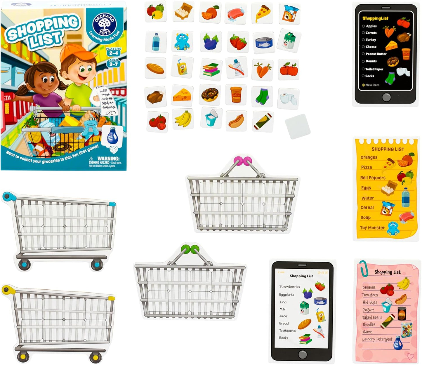 ORCHARD TOYS Shopping List Game - New Art Race to Collect Your Groceries in This Fun Memory Game, Age 3-7, 2-4 Players