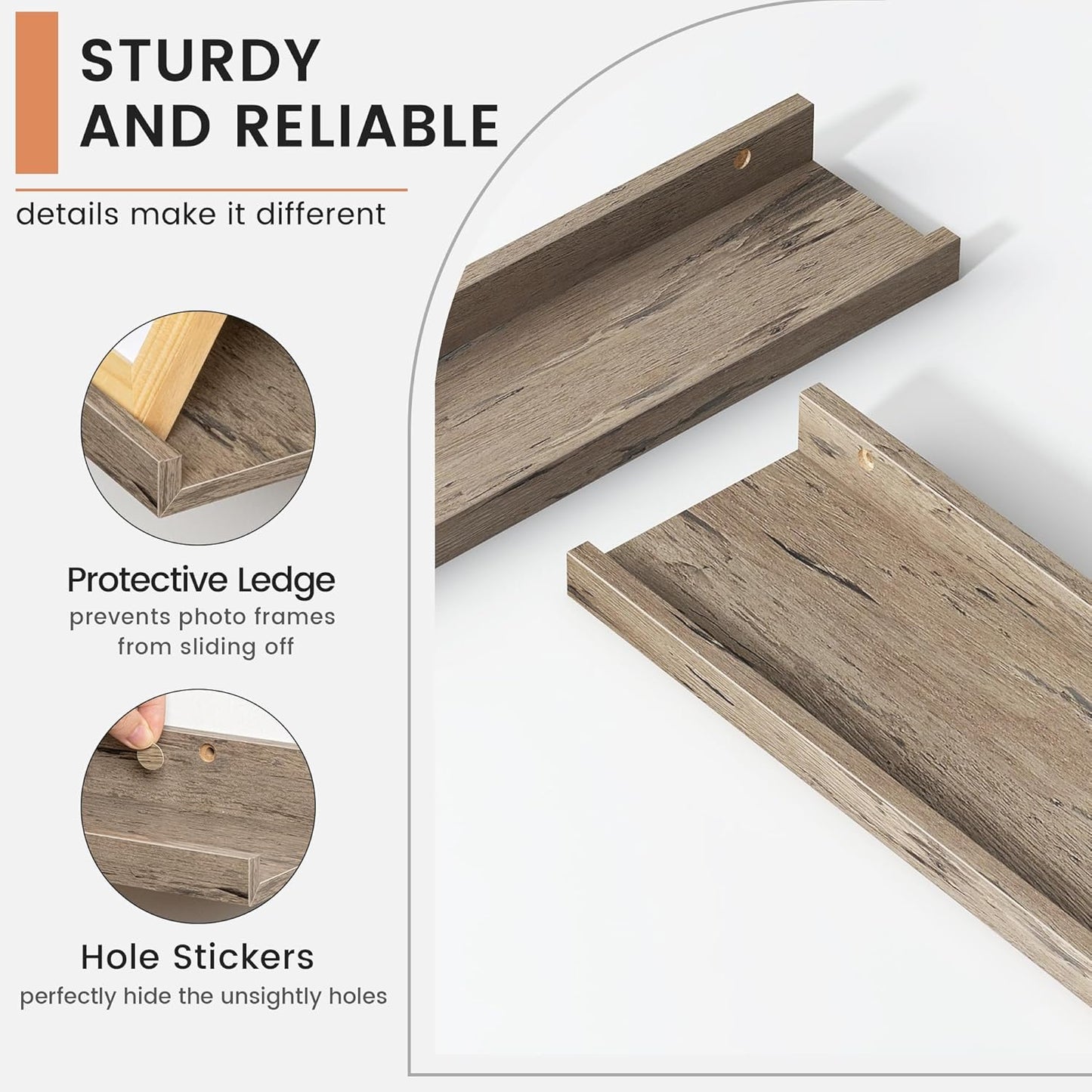 Floating Picture Ledge Shelves for Wall Set of 4, 24 Inch Wall Shelves with Lip Long Large Nursery Book Shelf for Toys Storage Kids Bookshelf Wall Mounted Living Room Bedroom Decor Frames