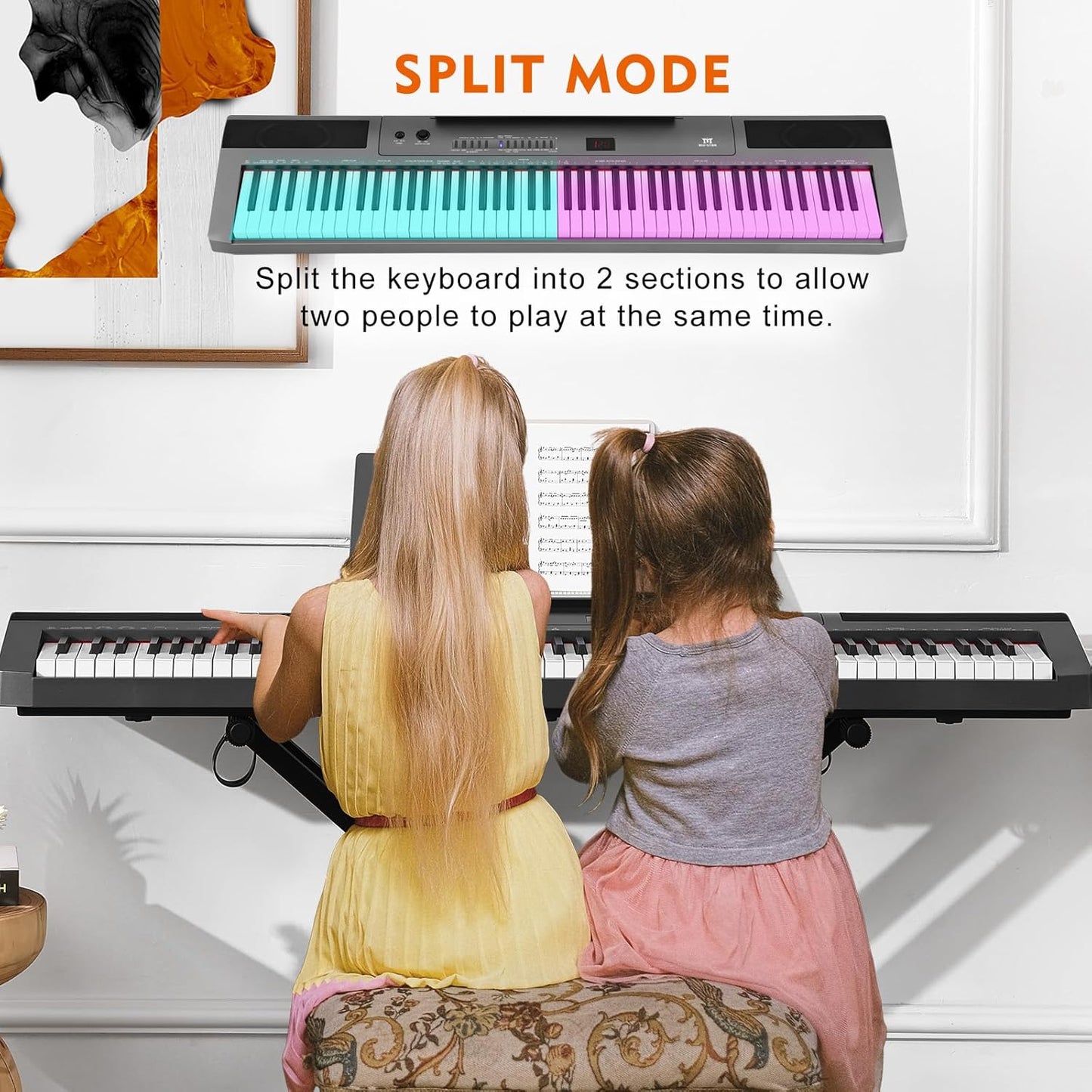 MUSTAR Digital Piano 88 Key Semi Weighted for Beginners, 88 Key Weighted Keyboard Piano with Stand, Full Size Electric Piano Keyboard 88 Keys, Build-in Speakers, Sustain Pedal (Gray-Light Up)