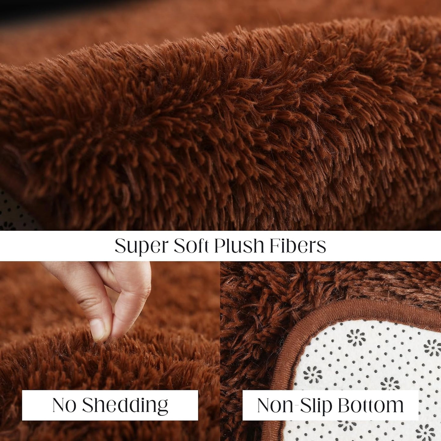 Area Rug 4x5.8, Soft Rugs for Living Room, Plush Fluffy Rugs for Bedroom, Non-Slip Indoor Carpet for Nursery, Study Room, Playroom, Home Decor, Brown