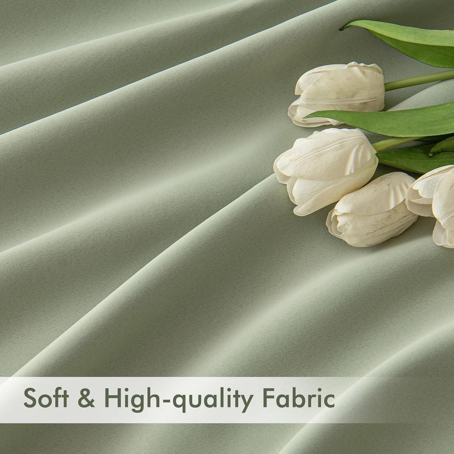 MIULEE Sage Green Back Tab Blackout Curtains 96 Inch Length 2 Panels Set for Living Room Bedroom Privacy, Rod Pocket/Pinch Pleated Thermal Insulated Room Darkening Light Blocking Drapes, W66xL96