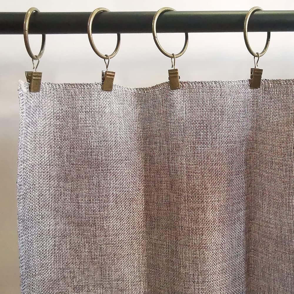 100 Pack Bronze Curtain Rings with Clips, Curtain Hooks Hangers Clip Rings for Hanging Drapes Bows Hat, Drapery Rings 1.5 in I D, Fits up to 1.2 in Diameter Curtain Rod.