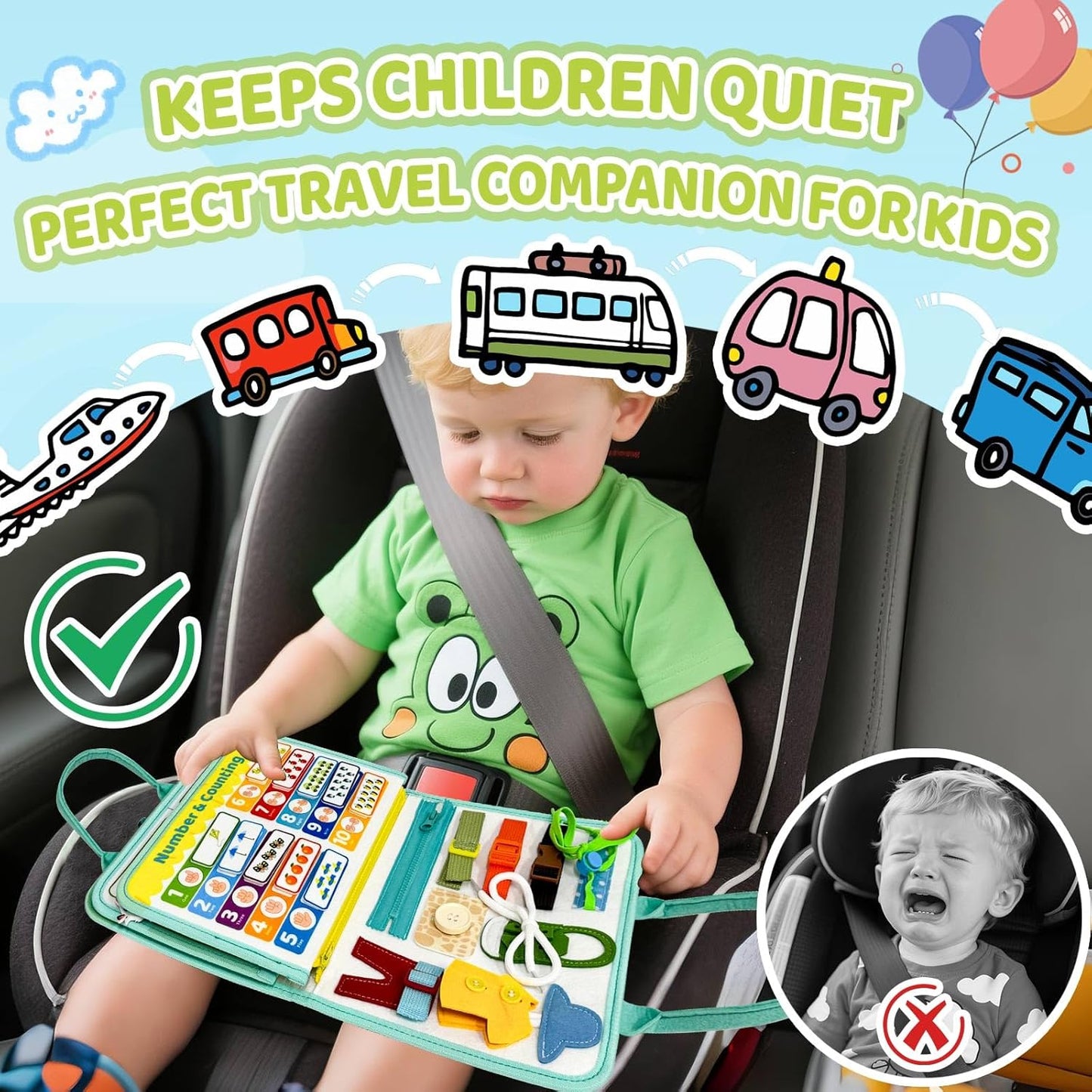 Busy Book for Toddlers 1-3 - Farm Montessori Toys Busy Board for 1 Year Old Boy Girl Gifts Educational Learning Activity Book Toddler Airplane Travel Toy 1+ Years Old Birthday Gift