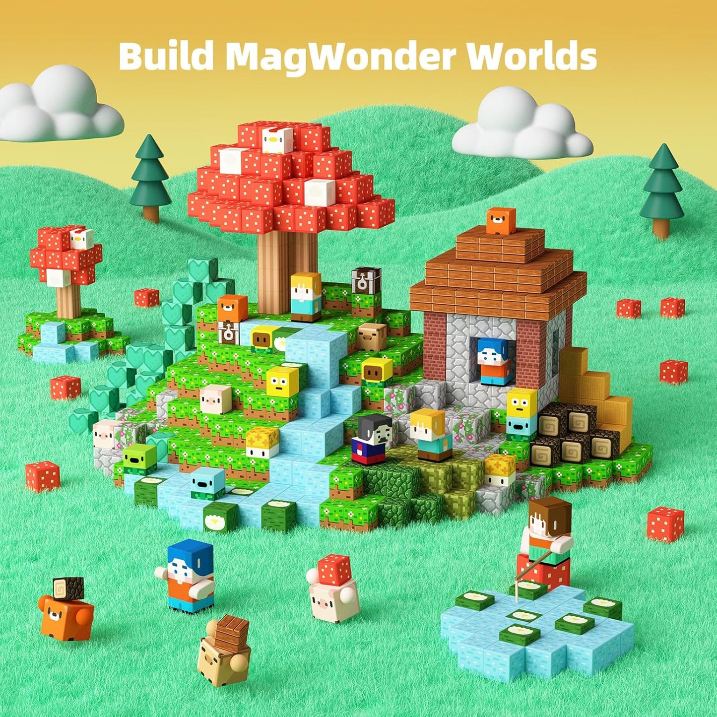 GobiDex 100PCS Magnetic Blocks Kid Building Toys for 3+ Years Old Boys Girls, Upgraded Build MagWonder World with STEM Magnets Toys, Game Based Sensory Gifts for Toddler