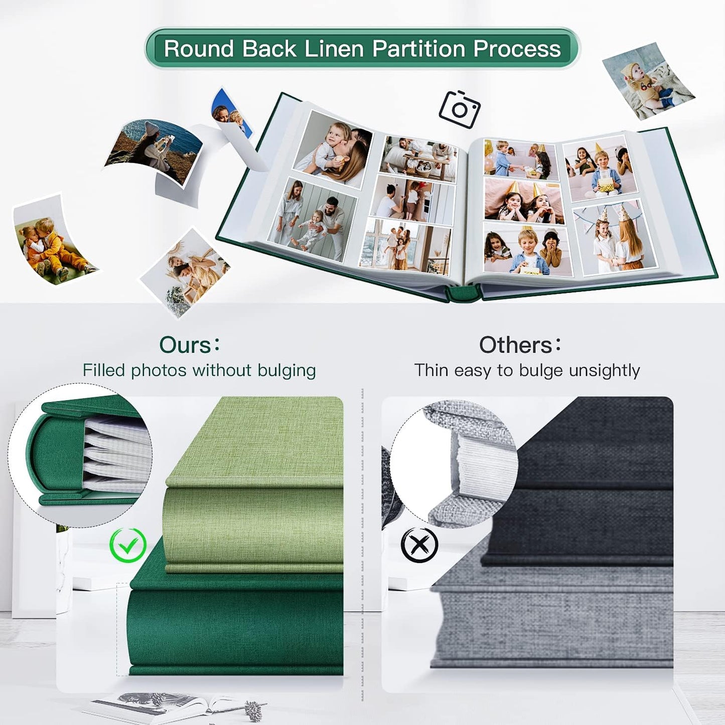 popotop Photo Album 4x6-600 Photos Photo Books with 600 Horizontal and Vertical Pockets,Linen Cover Albums for Family Wedding Anniversary Baby Vacation Pictures