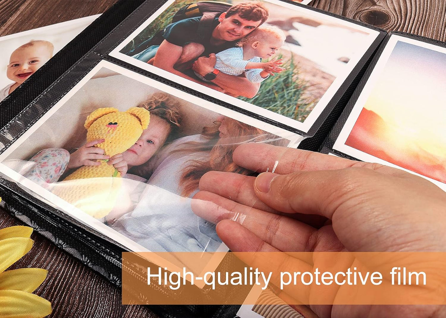 RECUTMS Photo Album 4x6 200 Pocket Premium Leather Cover 4x6 Picture Album Family Photo Album Baby Growth Album Couple Photo Albums 200 Horizontal Photos Wedding (Grey)