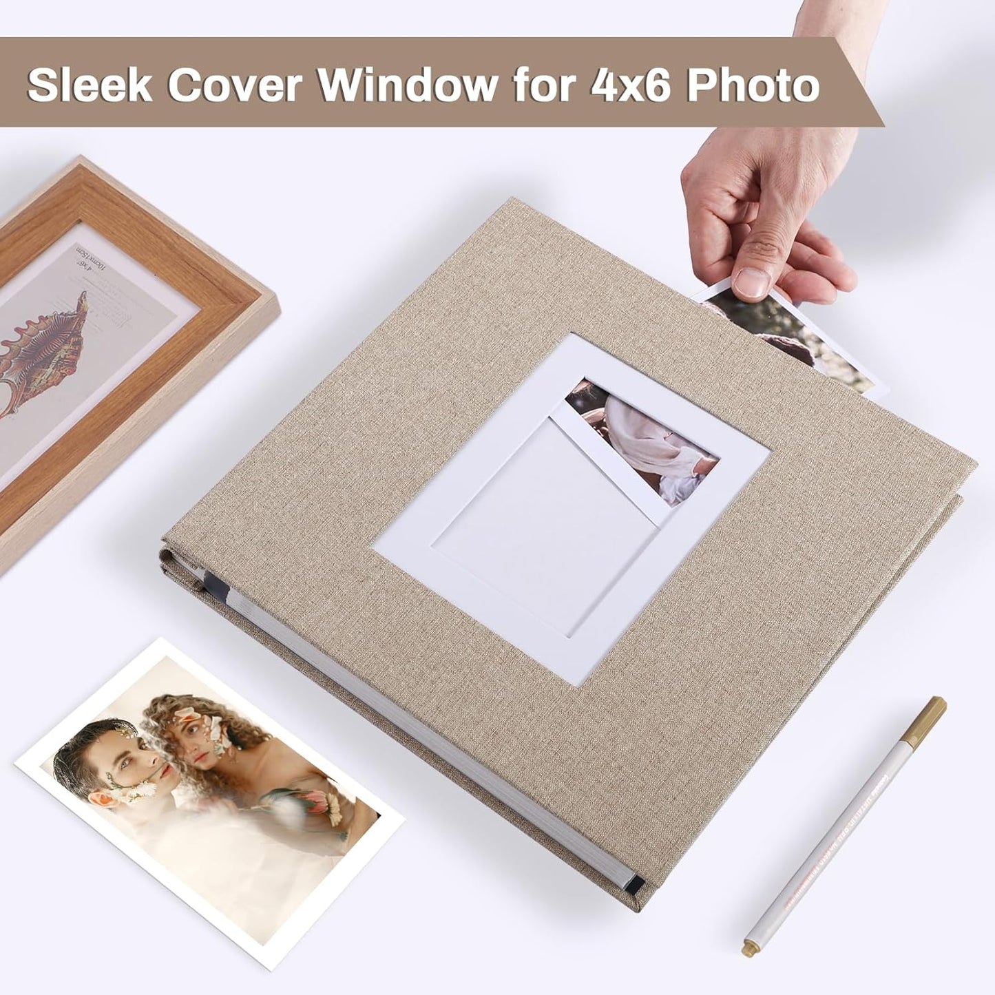 Photo Album Self Adhesive Pages Scrapbook Large Magnetic Photo Albums with Sticky Pages Scrapbooks for Wedding Baby for 4x6 5x7 8x10 Picture Photo Books 11x10.6 Yellow 40 Pages