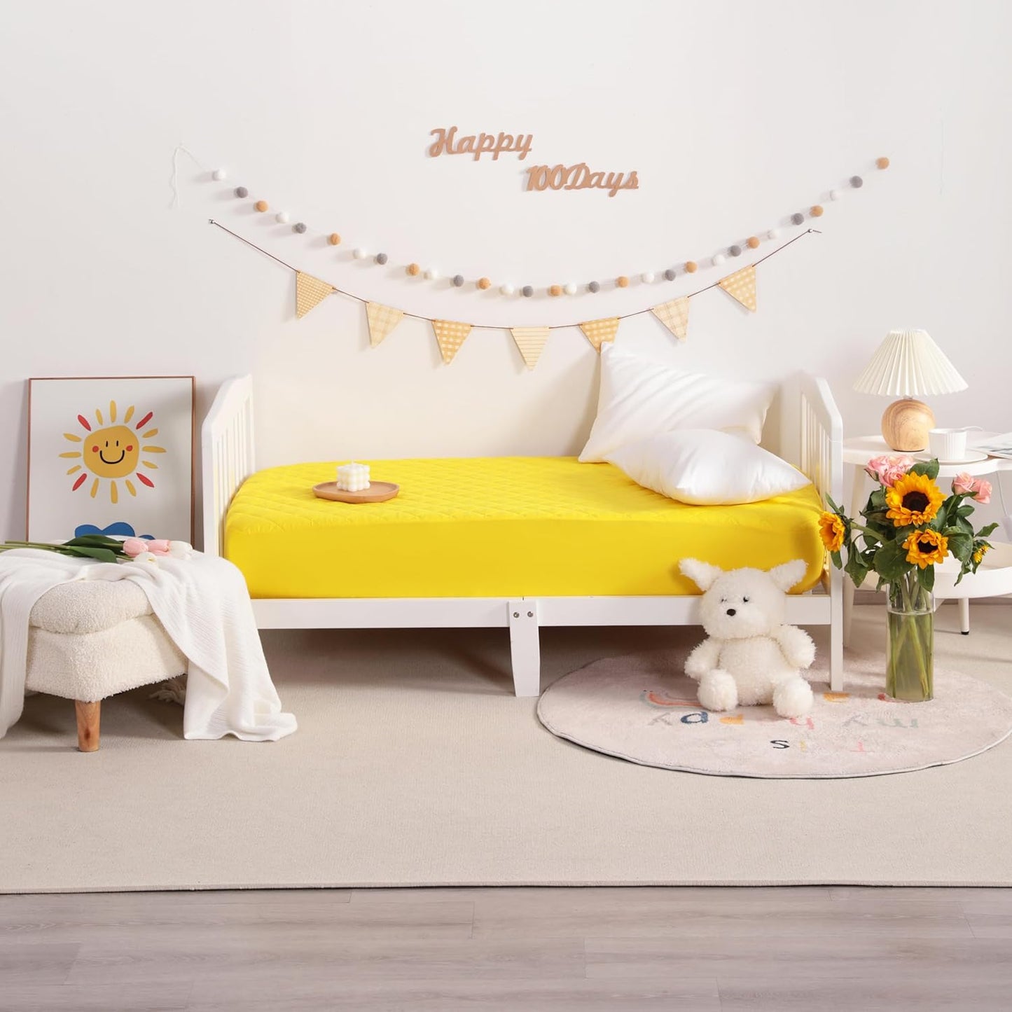 NTBAY 2 Pack Waterproof Crib Mattress Protector, Quilted 28"x52" Toddler Fitted Sheet - Machine Washable - Soft and Breathable Mattress Pad Cover for Crib, Nursery, Daycare, Cot, Yellow