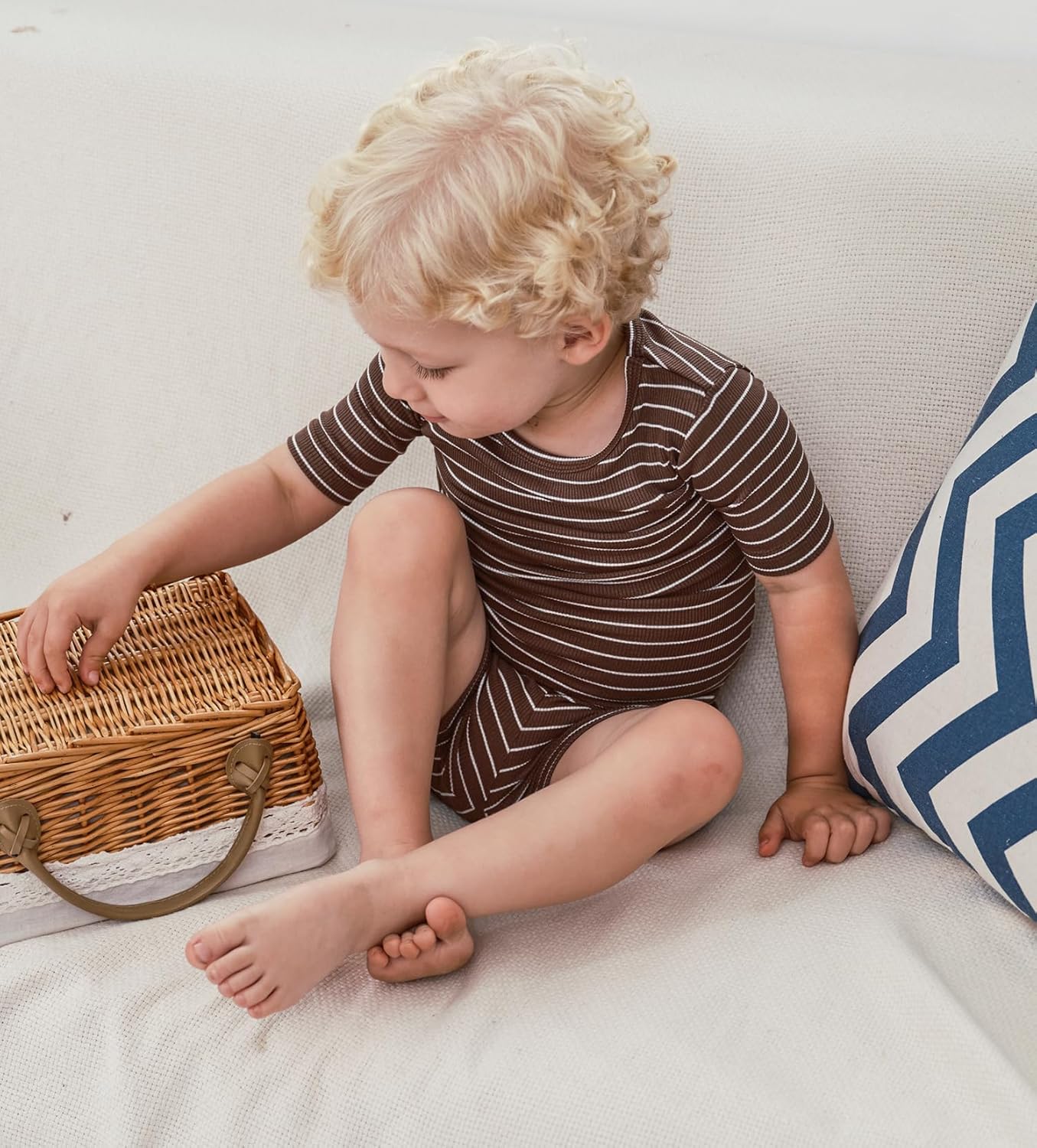 AVAUMA Stripe Pattern Baby Boys Girls Pajama Set Kids Toddler Snug fit Ribbed Sleepwear pjs for Daily Life Style