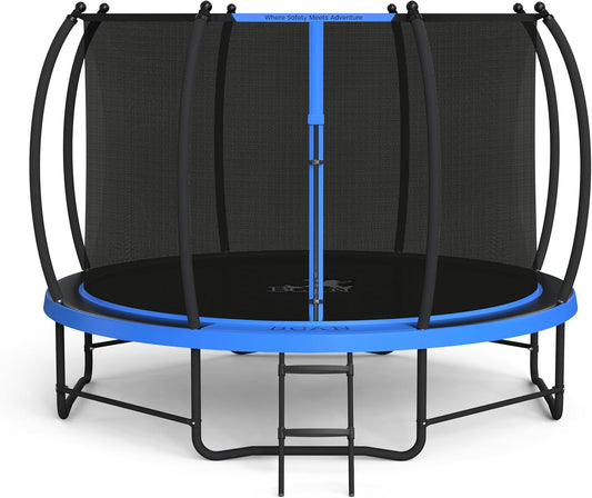 BCAN 8FT 10FT 12FT 14FT 15FT 16FT Recreational Trampoline with Enclosure for Kids Adults, ASTM Approved, Outdoor Trampolines with Ladder for Kids