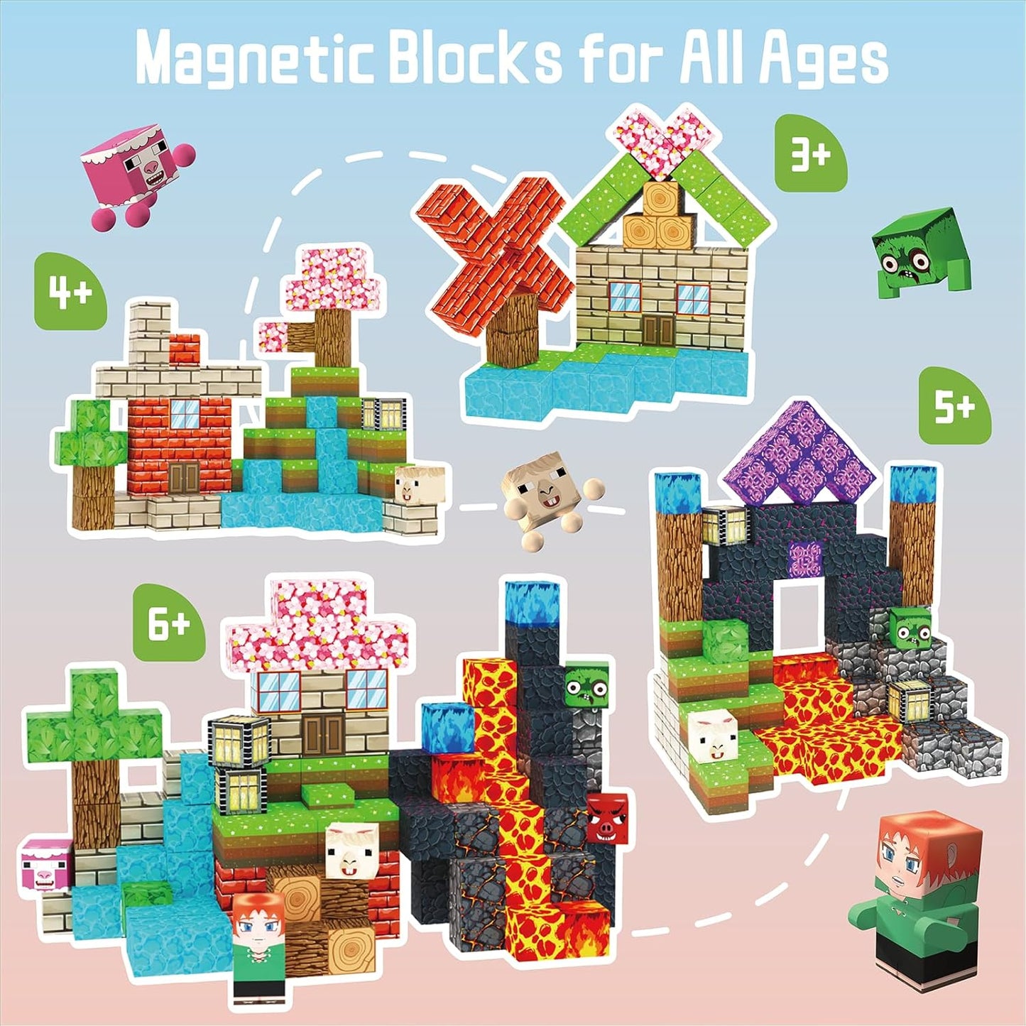 Magnetic Building Blocks Construction Set, Educational STEM Toy (Creators-Battle)