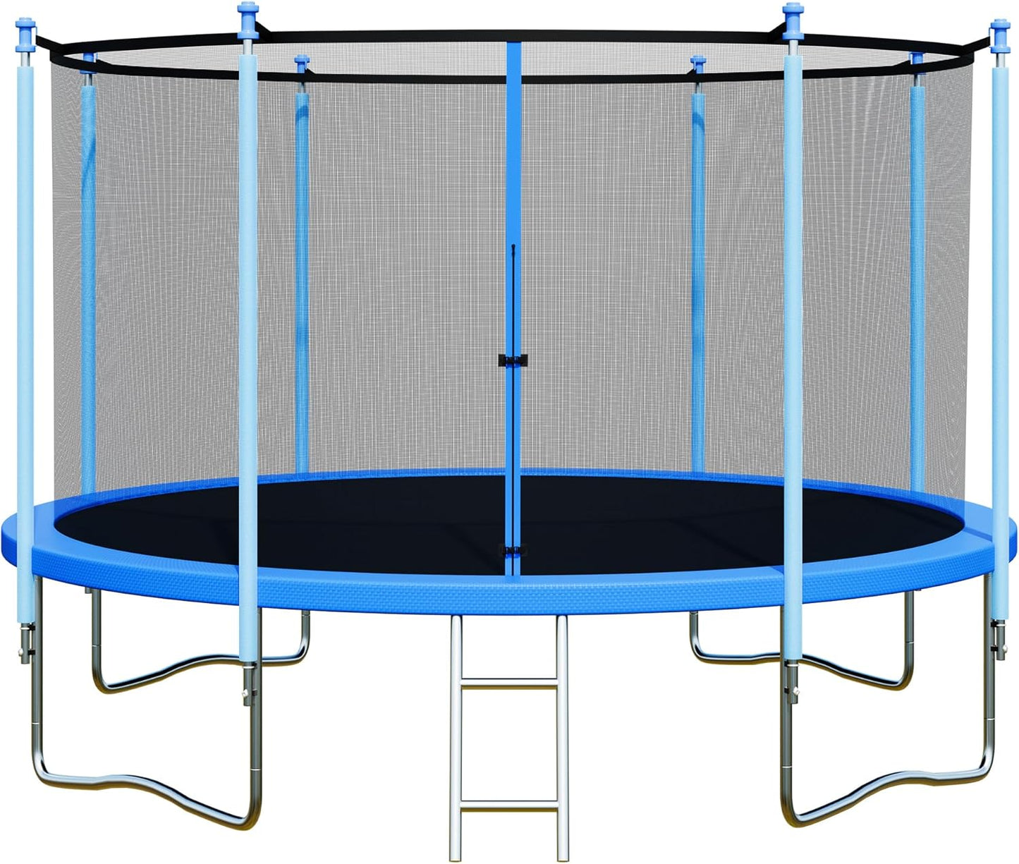 Trampoline with Enclosure - 12FT & 14FT Recreational Trampolines, Ladder, AntiRust Coating, ASTM Approved