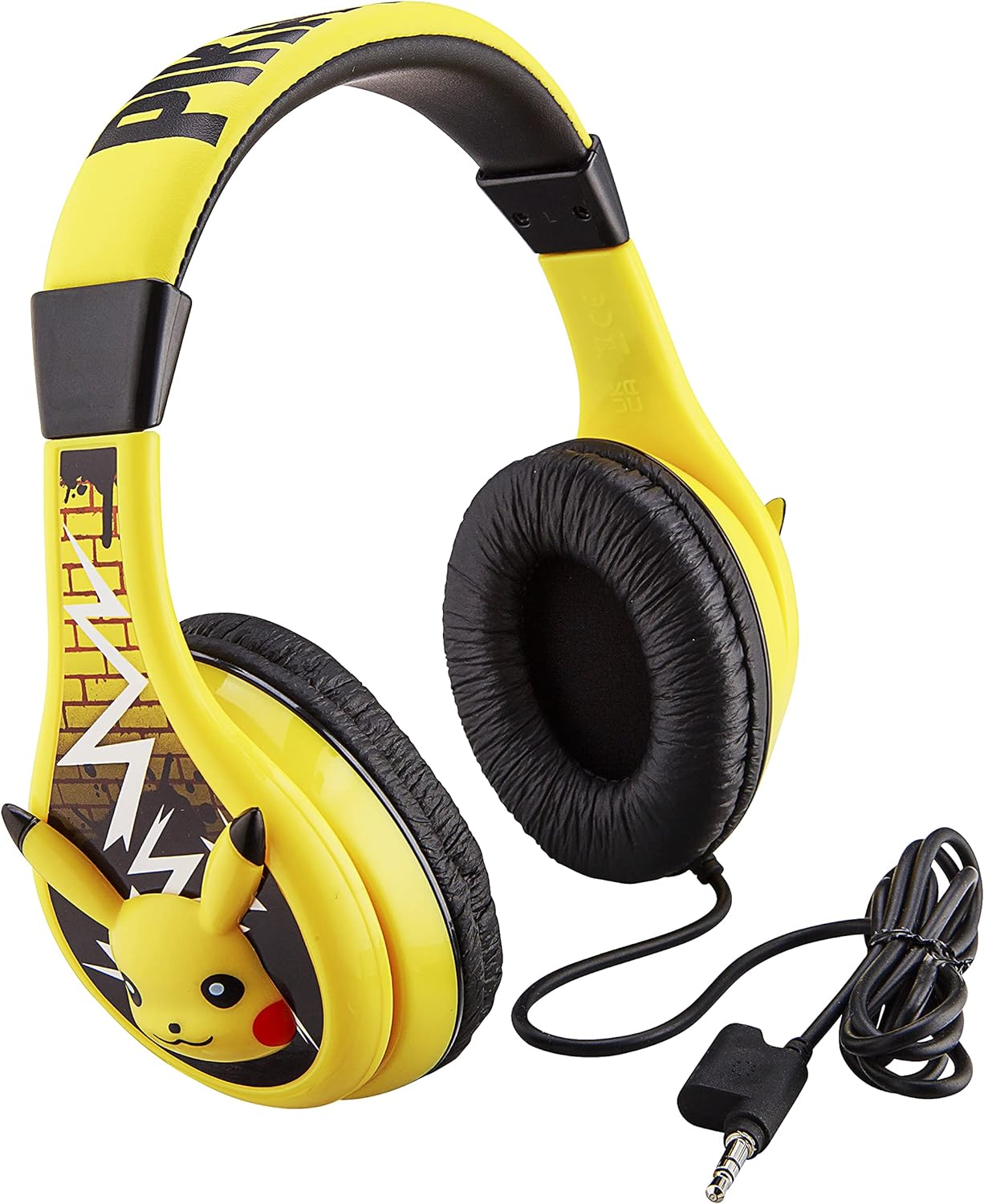 Pokemon Pikachu Wired Kids Headphones, Adjustable, Stereo Sound, 3.5Mm Jack, Tangle-Free, Volume Control, Children's Headband On Ear for School Home, Travel