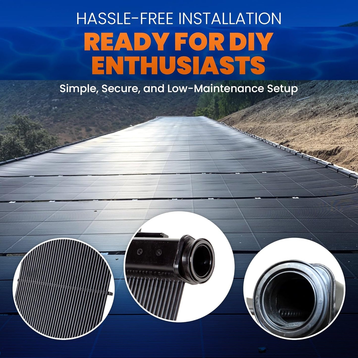 Industrial Grade Solar Pool Heater DIY Kit - Superior High-Wind Strapless Mounting System & Maximum Freeze Resistance (10-4'x7.5' / 300 Square Feet)