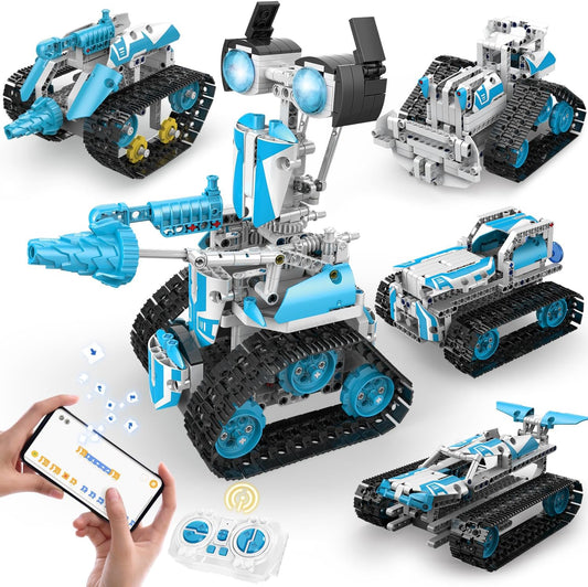 5 in 1 Robot Building Kit, Remote & App Control Educational Projects, 706Pcs DIY Tank & Garden Cars STEM Build Toys Sets for 8+ Years Old Boys and Girls