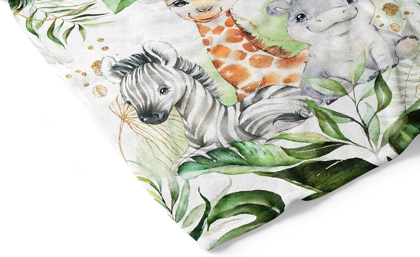UNIQUE Safari Ultra Soft Fleece Baby Blanket 30x40in, Cute Zebra Hippo Giraffe Baby Blanket, Gender Neutral
