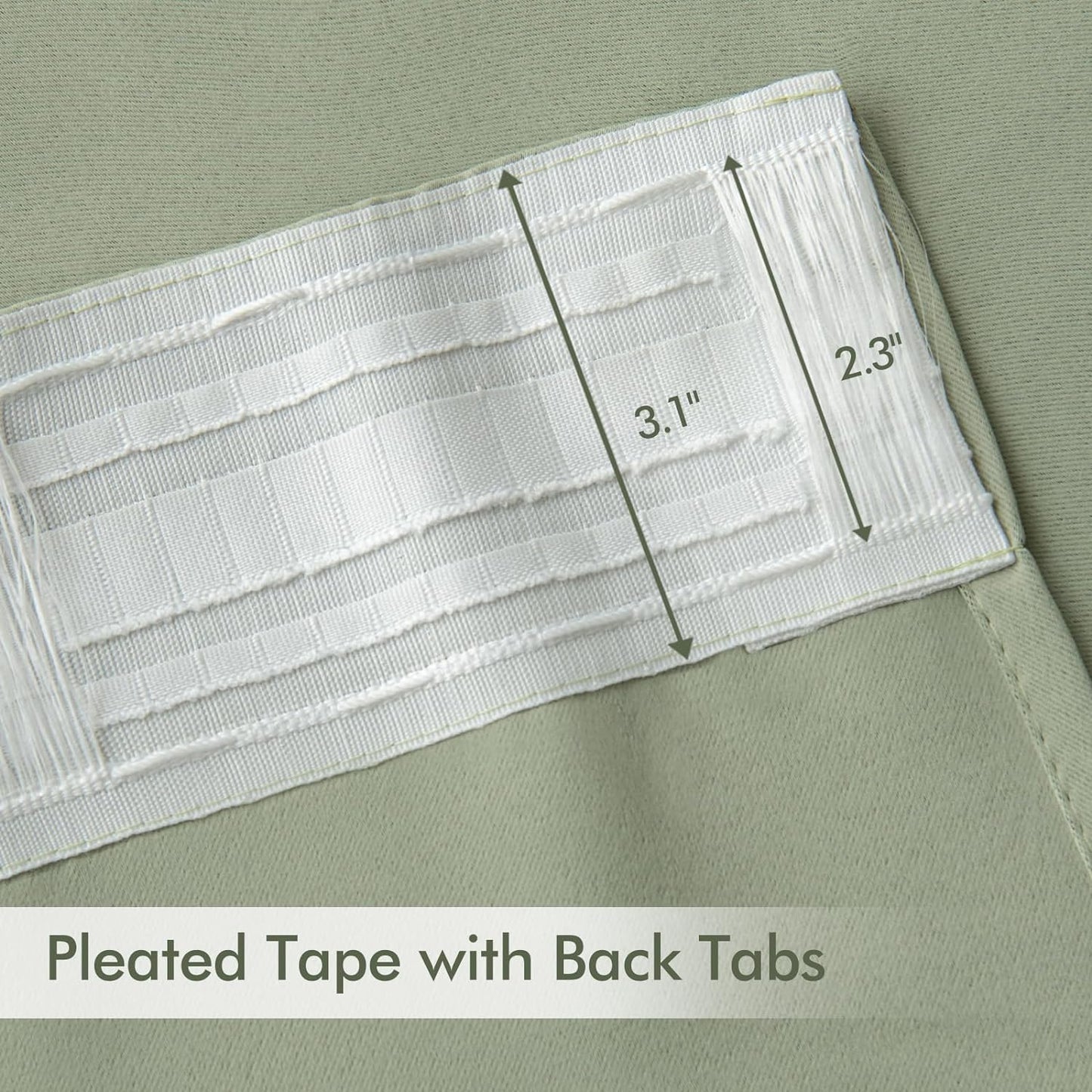 MIULEE Sage Green Back Tab Blackout Curtains 72 Inch Length 2 Panels Set for Living Room Bedroom Privacy, Rod Pocket/Pinch Pleat Thermal Insulated Room Darkening Pleated Light Blocking Drapes