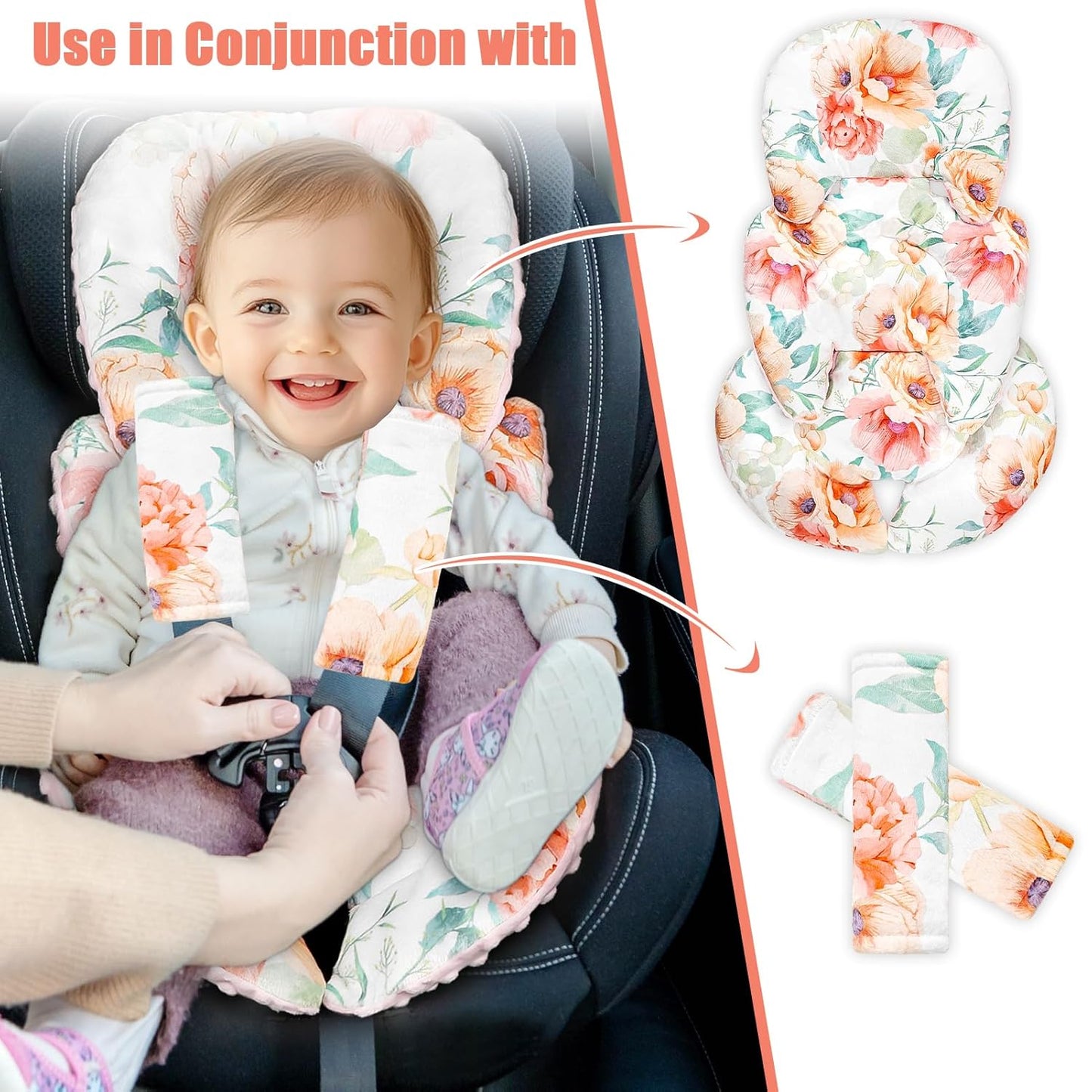 GFU Infant Stroller mat, Fits for Stroller, Swing, Flowers