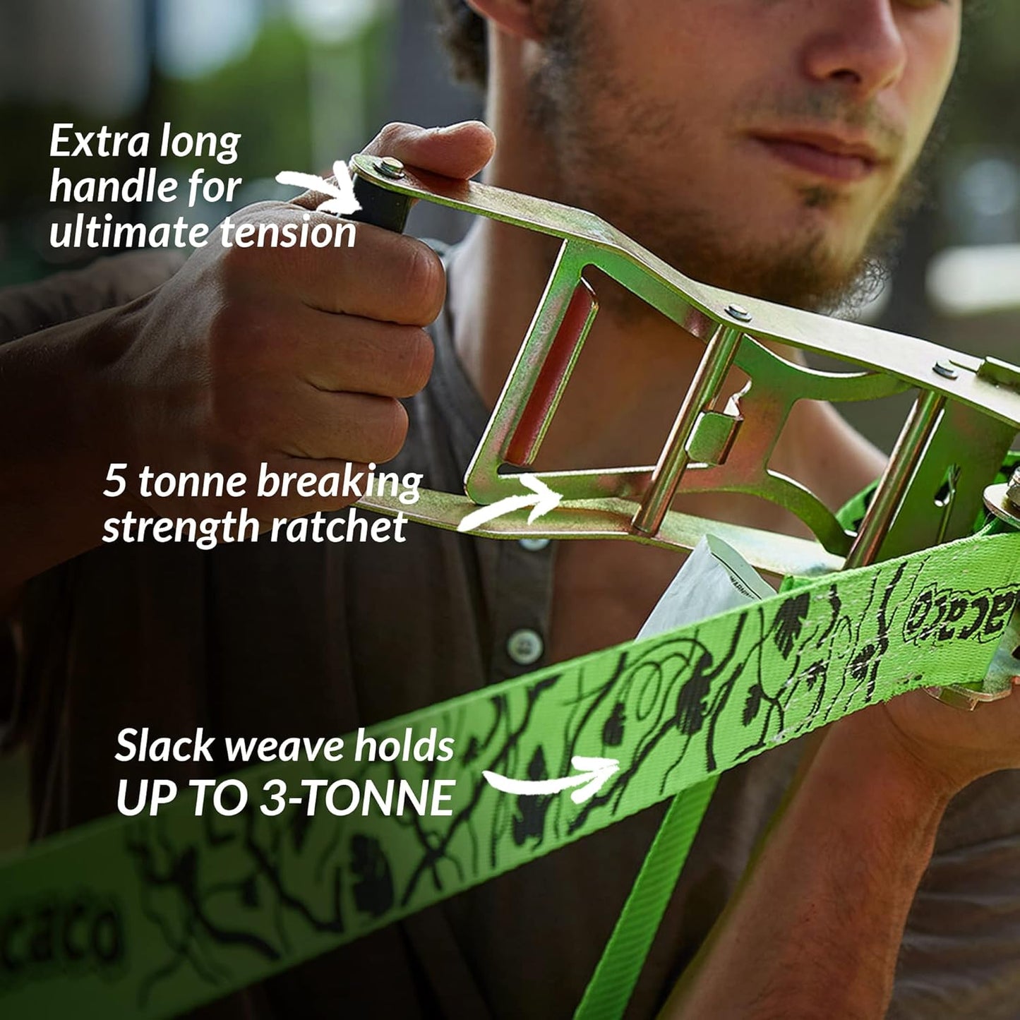 85ft Slackline Kit for Kids and Adults | Beginner Friendly Slackline | Slack Line Set with Tree Protectors, Cotton Carry Bag & Steel Ratchet | Outdoor Gym for Kids