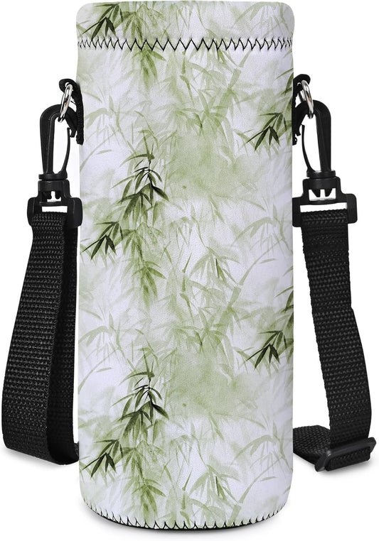 Neoprene Water Bottle Carrier Bag with Adjustable Shoulder Strap for Men Women Walking Hiking,Portable Insulated Holder Case for Stainless Steel/Glass/Plastic Bottles