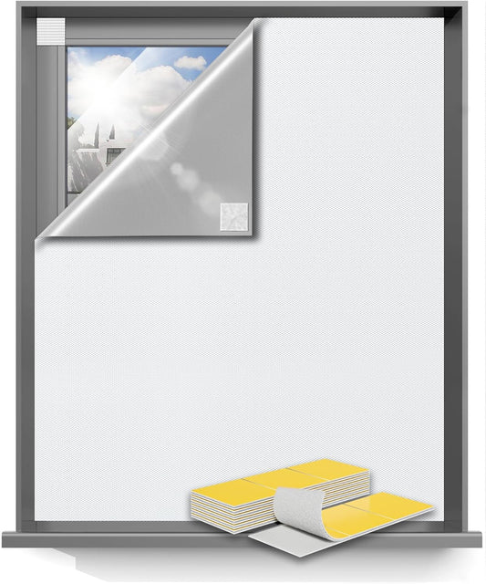 Sumobaby Blackout Curtains for Bedroom 114"x57" Portable No Drill Black Out Curtains with Heat-Resistant Magic Tapes,100% Blackout Blinds Easy to Cut Fit for Home Cinema,Dorm Room,Nursery(White)