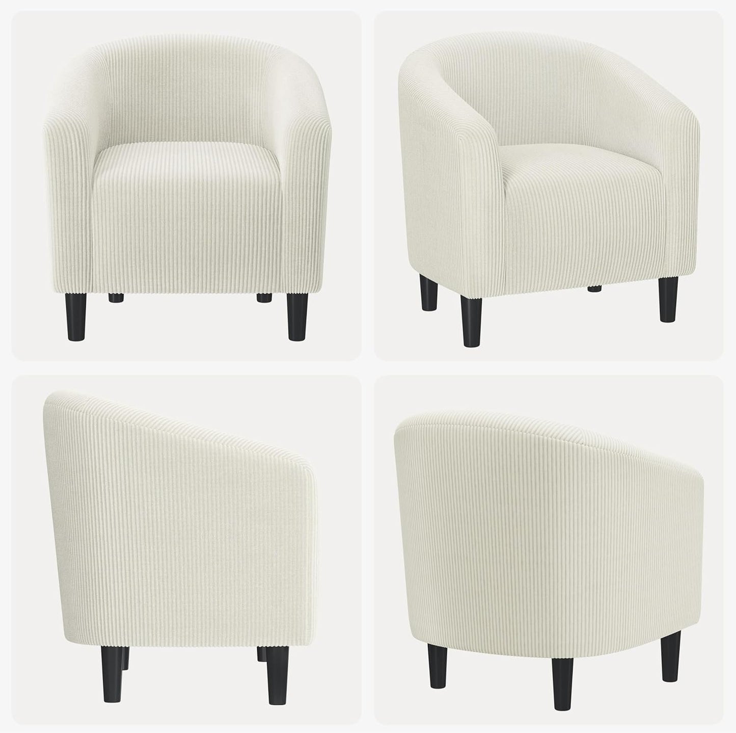 Yaheetech Accent Barrel Chair, Corduroy Fabric Club Chair, Furry Sherpa Elegant Armchair with Cozy Soft Padded, Suitable for Living Room Bedroom Reception Room Office, Beige