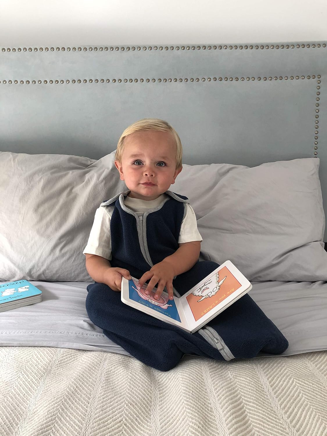 Baby Sleeping Bag Sack - Easy Care Premium Polar Fleece, Wearable Blanket - Boys & Girls. Fits Infants, With Convenient Shoulder Straps for Safe & Comfortable Sleep, Navy, Large (18-36 Months)