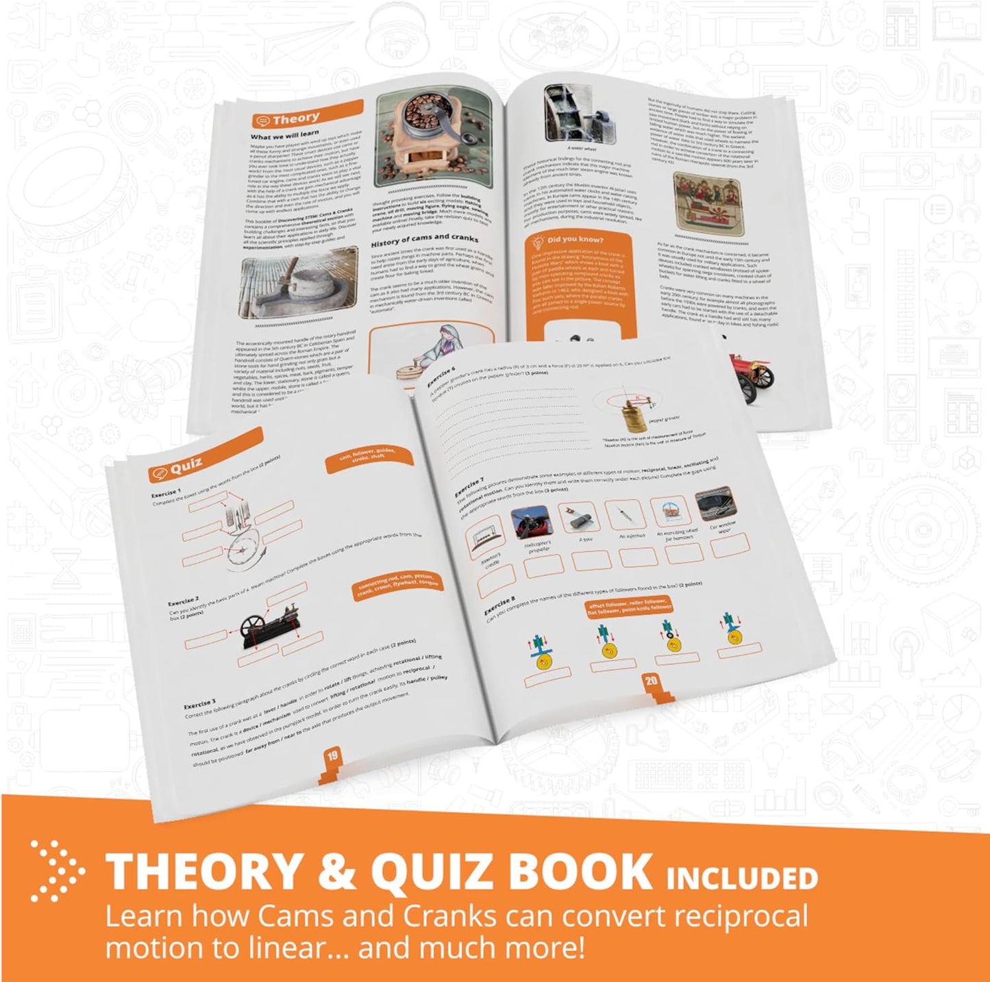 Engino- STEM Toys, Mechanics Cams & Cranks, Engineering Kit for Kids 9+, Learning & Education Set, Gifts for Boys & Girls, STEM Building Toys (8 Model Options)