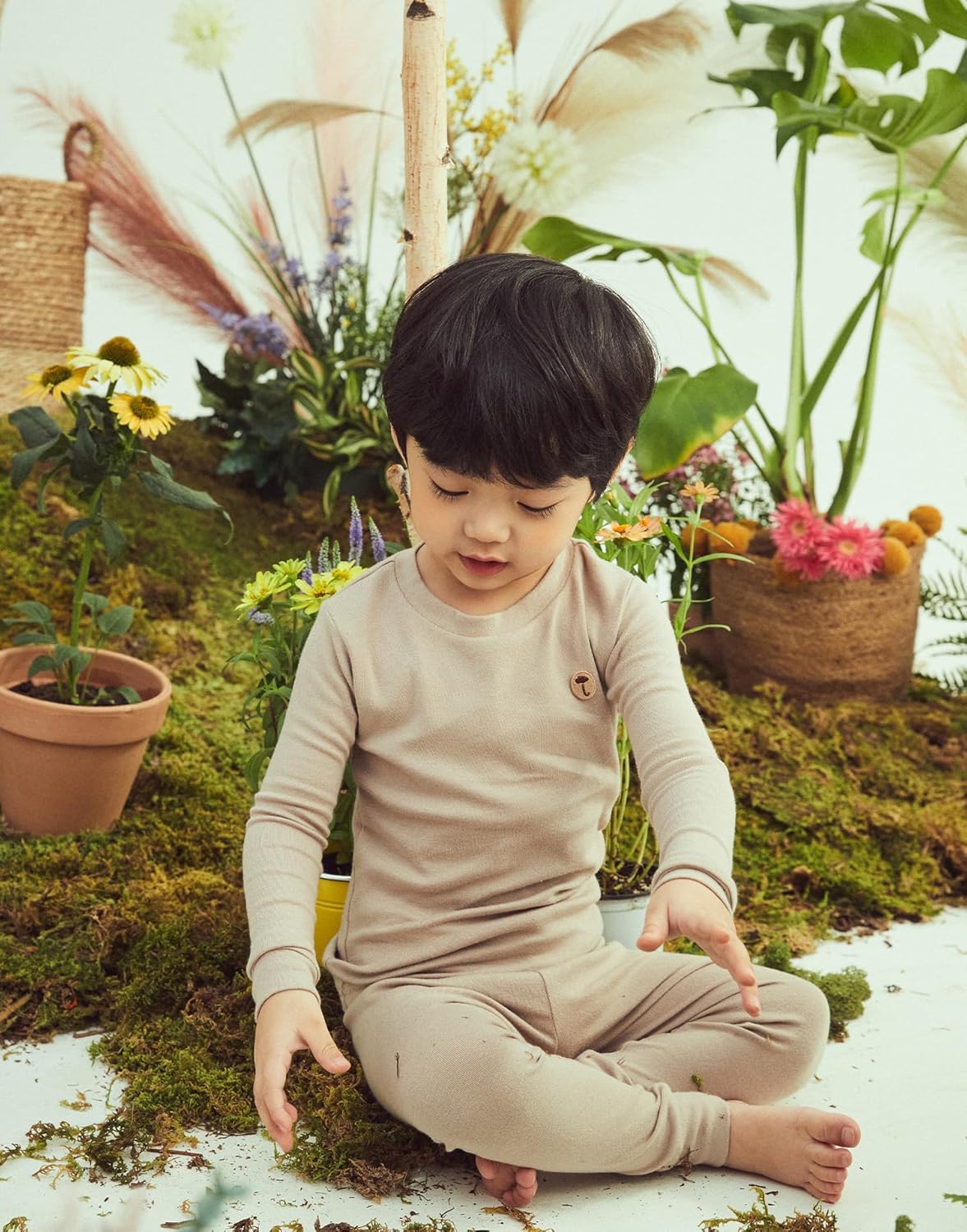 moimoln 6M-8Y Modal Cotton Solid Soft Breathable Baby Toddler Boys Girls Snug fit Pjs Long Sleeve Pajamas Set Sleepwear Daily