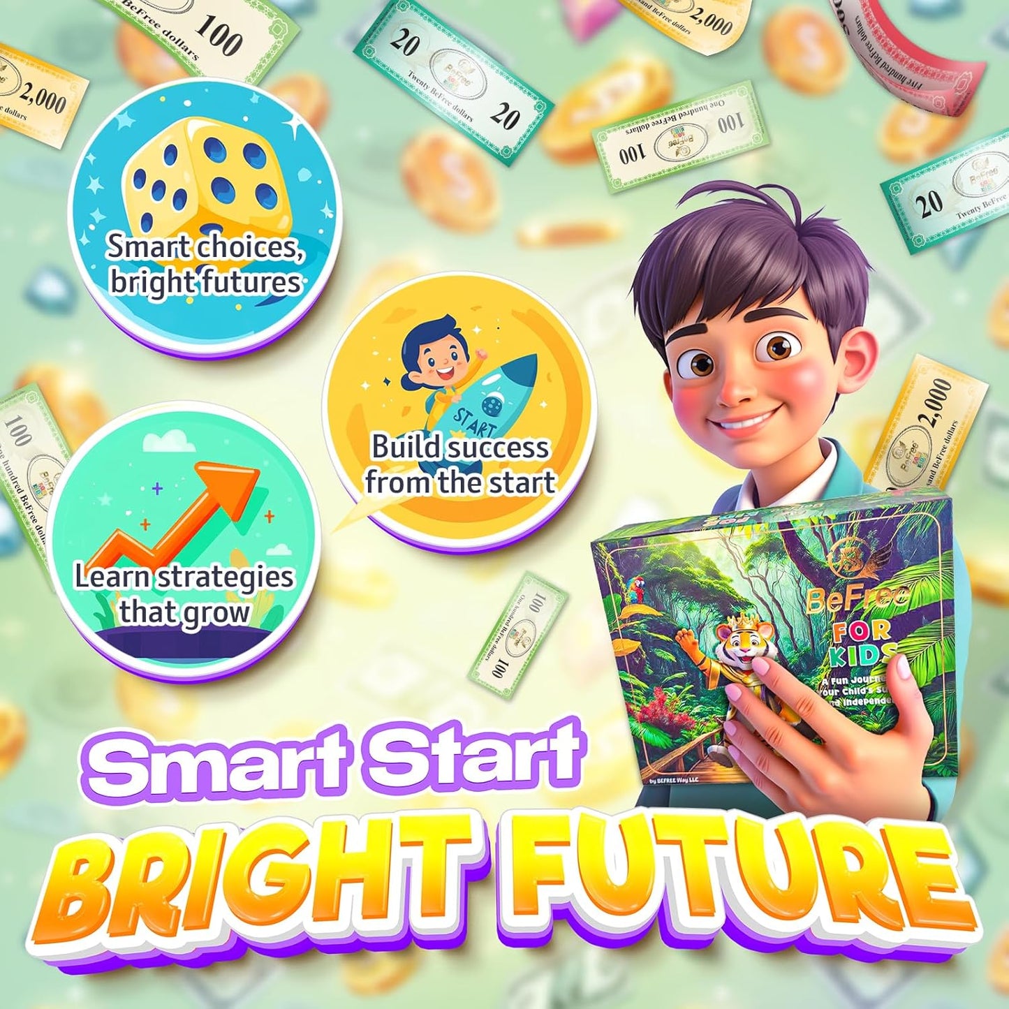 BeFree for KIDS – Fun Money & Financial Literacy Board Game | Teach Kids Smart Money Skills, Investing & Saving | Educational Strategy Game for Ages 7+ | Great for Family Game Night & Cash Flow Learn!