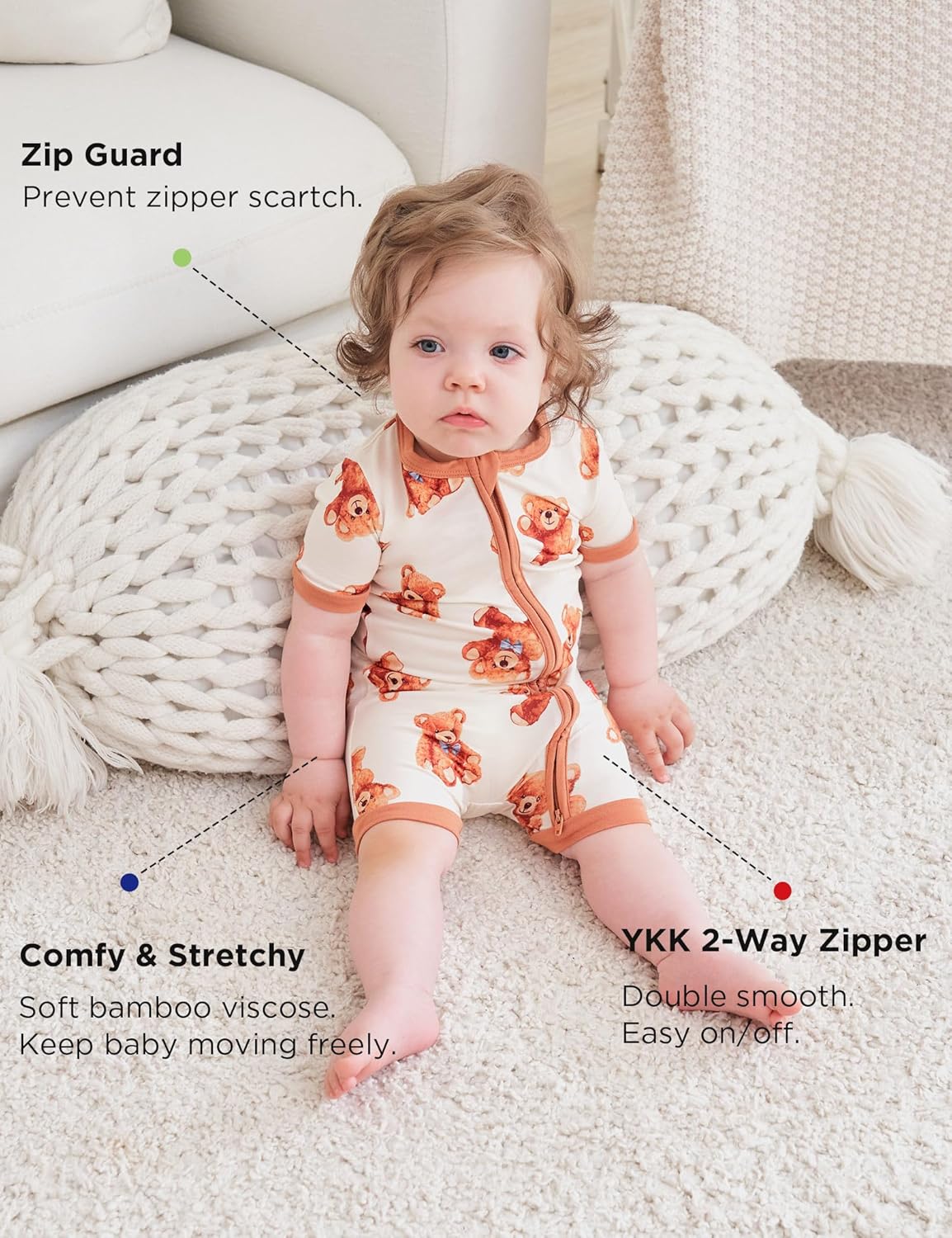 Baby Boys Bamboo Viscose Short Sleeve Romper Soft Comfy Infant Summer Jumpsuit