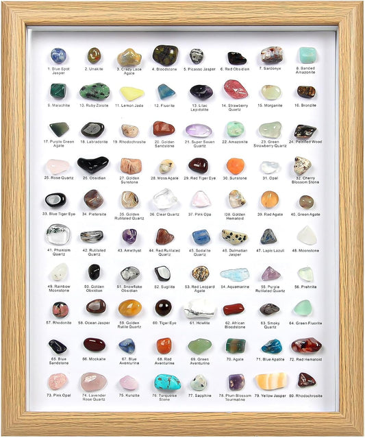 80 PCS Natural Crystal Collection, Crystal and Gemstones for Decoration, Healing Crystal Rocks Set, Mineral Specimens-Crystal Chips Set for Home Decor, Office Desk Decor, Gift