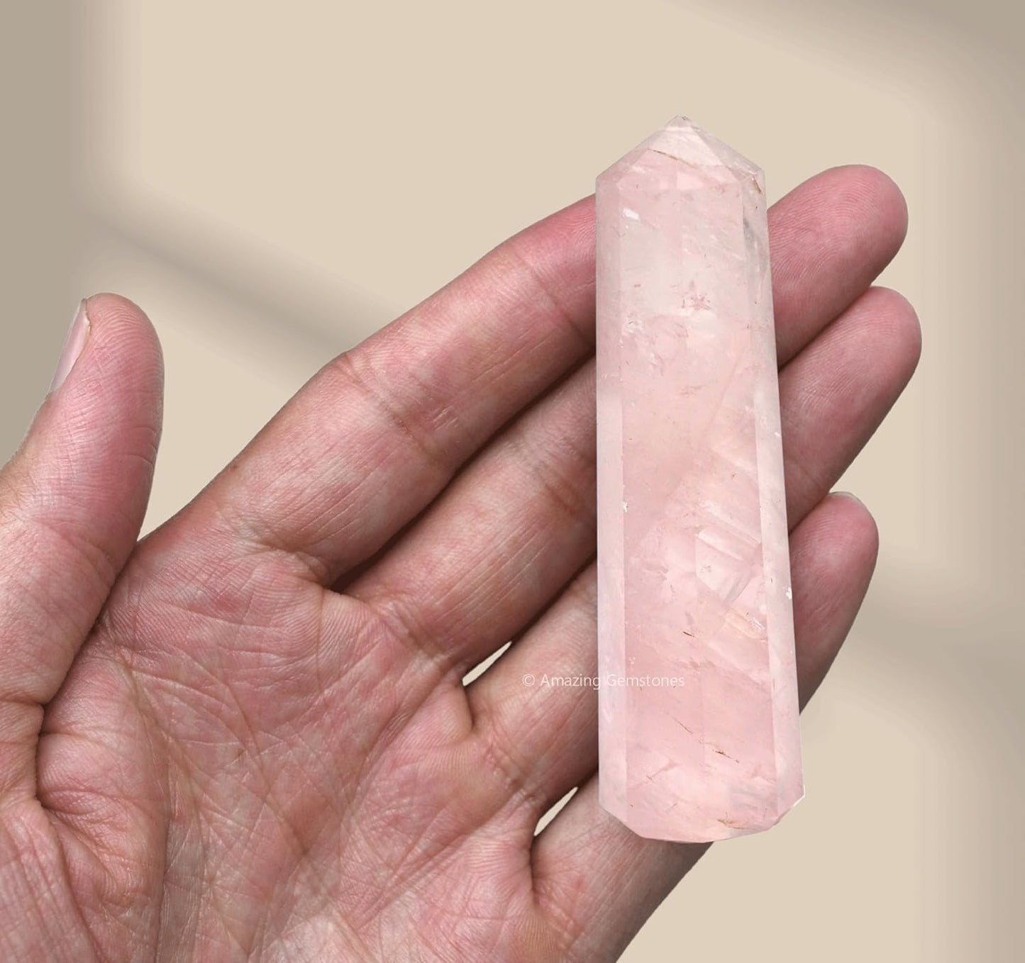 Amazing Gemstone Star Rose Quartz Crystal Towers - Natural Healing Crystal Point Obelisk for Reiki Healing and Crystal Grid (3 Inch)