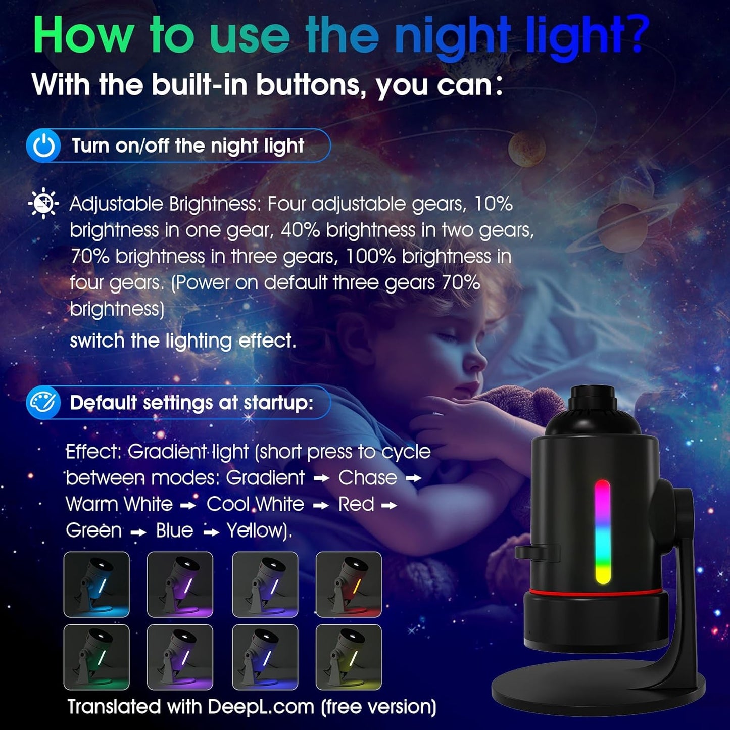 Galaxy Projector，Upgraded 4K HD Star Projector Lens, 10 Realistic Nebula Scenarios Room Lights，Timer Off Controls&8-Color Night Light，Super Wide Ceiling Coverage for Bedrooms Home Theaters Kids Rooms