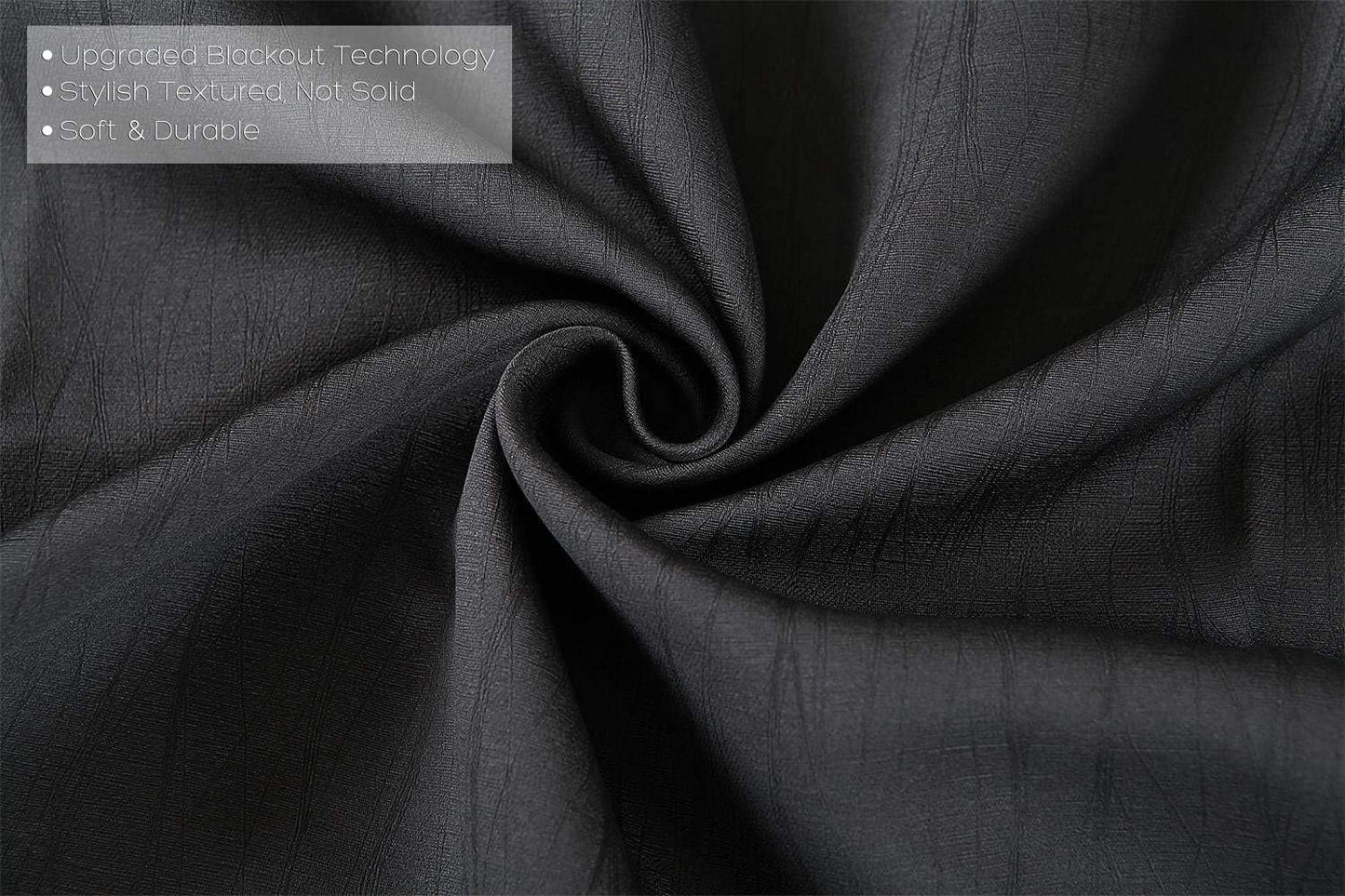 MIUCO Room Darkening Texture Look Blackout Curtain Panels for Office Set of 2 52x95 Inch Long Black