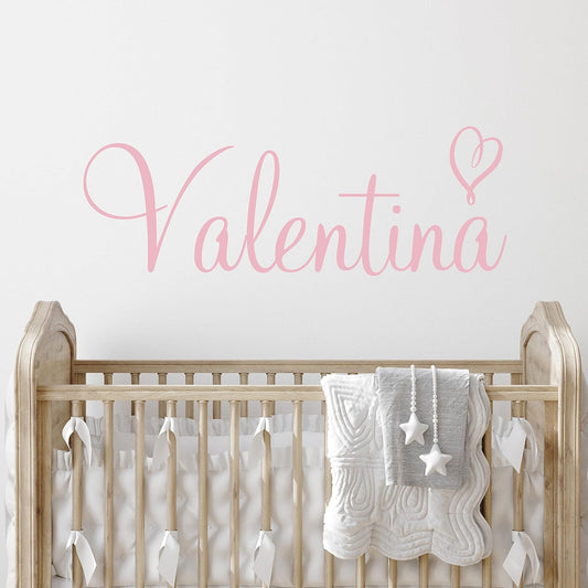 Custom Name & Heart Wall Decal- Baby Boy Girl Unisex - Nursery Decal for Home Bedroom Children - Wall Sticker (397) (60" Wide x 22" high)