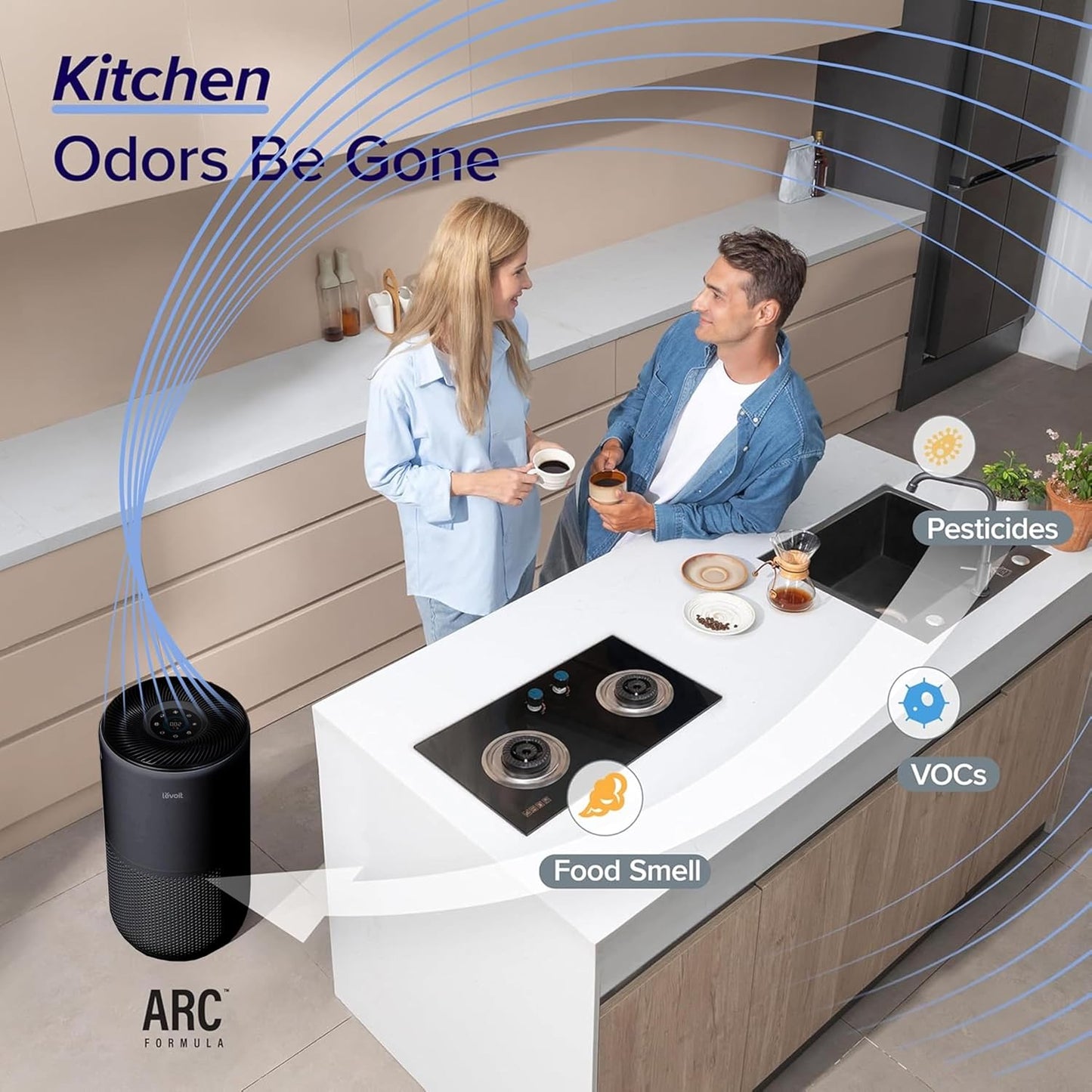 LEVOIT Air Purifiers for Home Large Room Up to 1733 Ft² With HEPA Sleep Mode, AHAM VERIFIDE, Auto Mode, Air Quality Monitor, Smart WiFi, 3-in-1 Filter For Pet Allergy, Smoke, Dust, Core 400S-P, Black