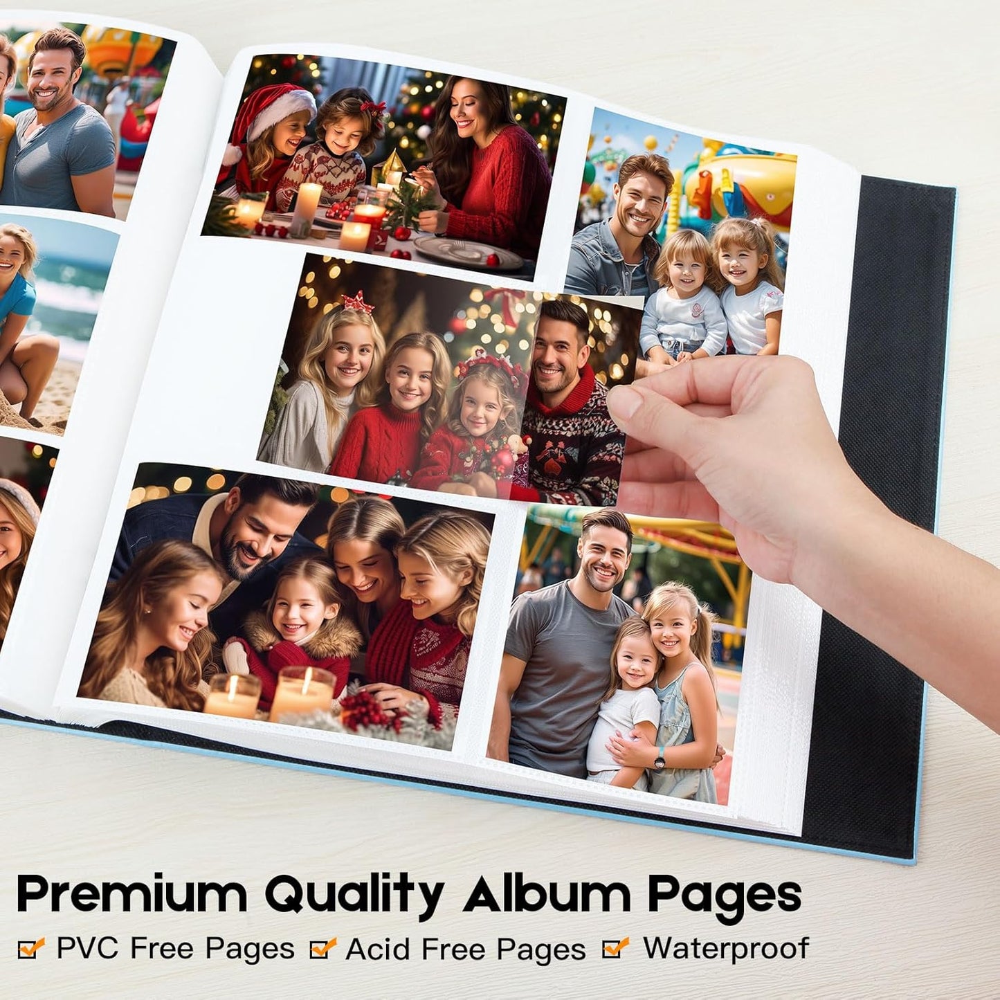 Aevdor 700 Pockets Photo Album 4x6, Extra Large Capacity Leather Cover Wedding Family Photo Albums Holds 700 Horizontal and Vertical Photos, Acid-free Pages 4x6 Photo Album with Front Window (Blue)