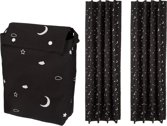 Amazon Basics Portable Blackout Curtain Shade with Suction Cups, 50" W x 78"L, 2-Pack, Moon and Stars