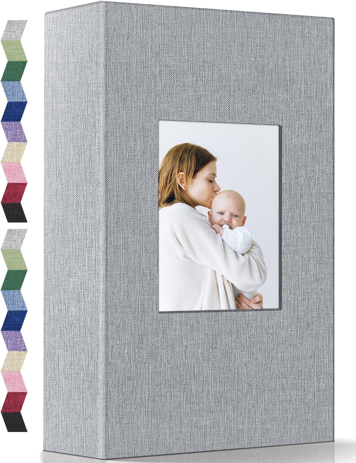 Popotop Photo Album 4x6-300 Photos Linen Cover Photo Books with 300 Horizontal Pockets,Slip-in Picture Albums for Family Wedding Anniversary Baby Vacation Pictures Gray