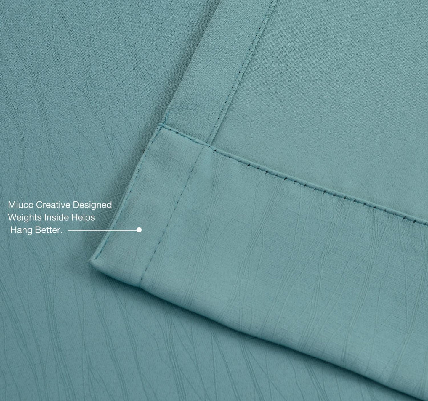 MIUCO Room Darkening Curtains Textured Grommet Thermal Insulated Blackout Curtains for Bedroom Set of 2 52x95 Inch Teal