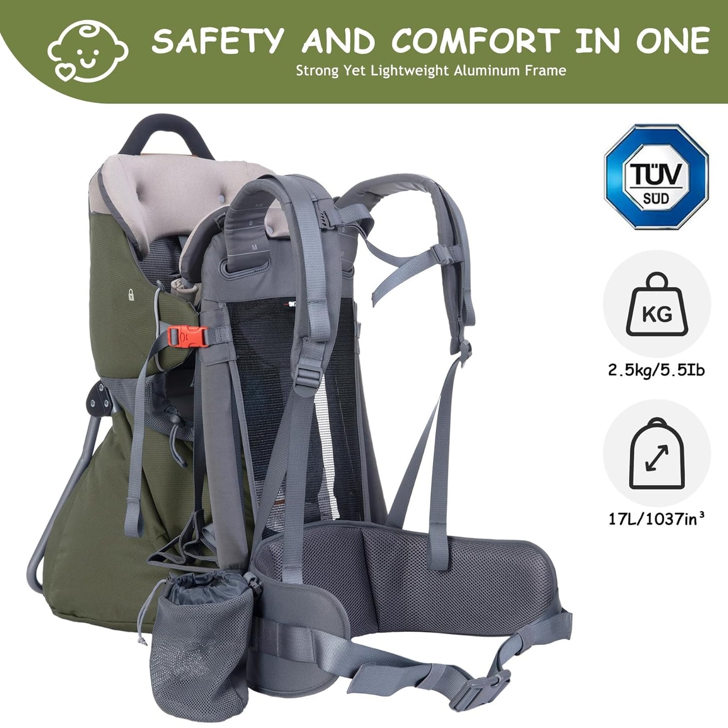 WIPHA Baby Backpack Carrier, Comfort Toddler Carrier Hiking Backpack with Canopy, Adjustable Lightweight Child Carrier
