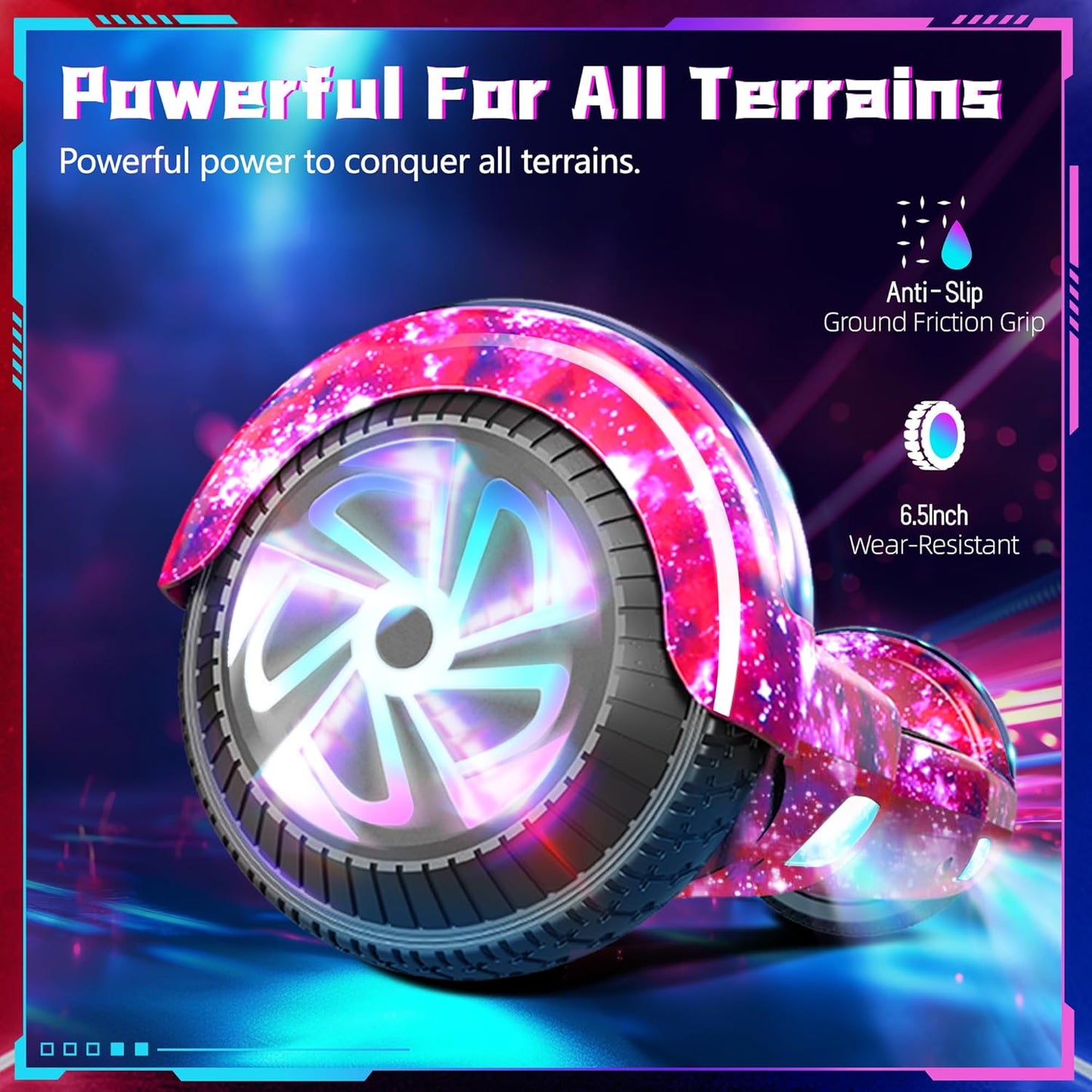 SISIGAD Scooters for Kids Ages 6-12, with Built-in Bluetooth Speaker and 6.5" Colorful Lights Wheels, Safety Certified Self Balancing Scooter Gift for Kids