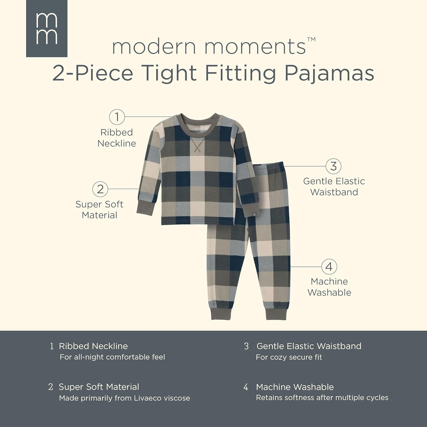 Modern Moments by Gerber Baby and Toddler Hacci Snug Fit 2-Piece Pajama Set