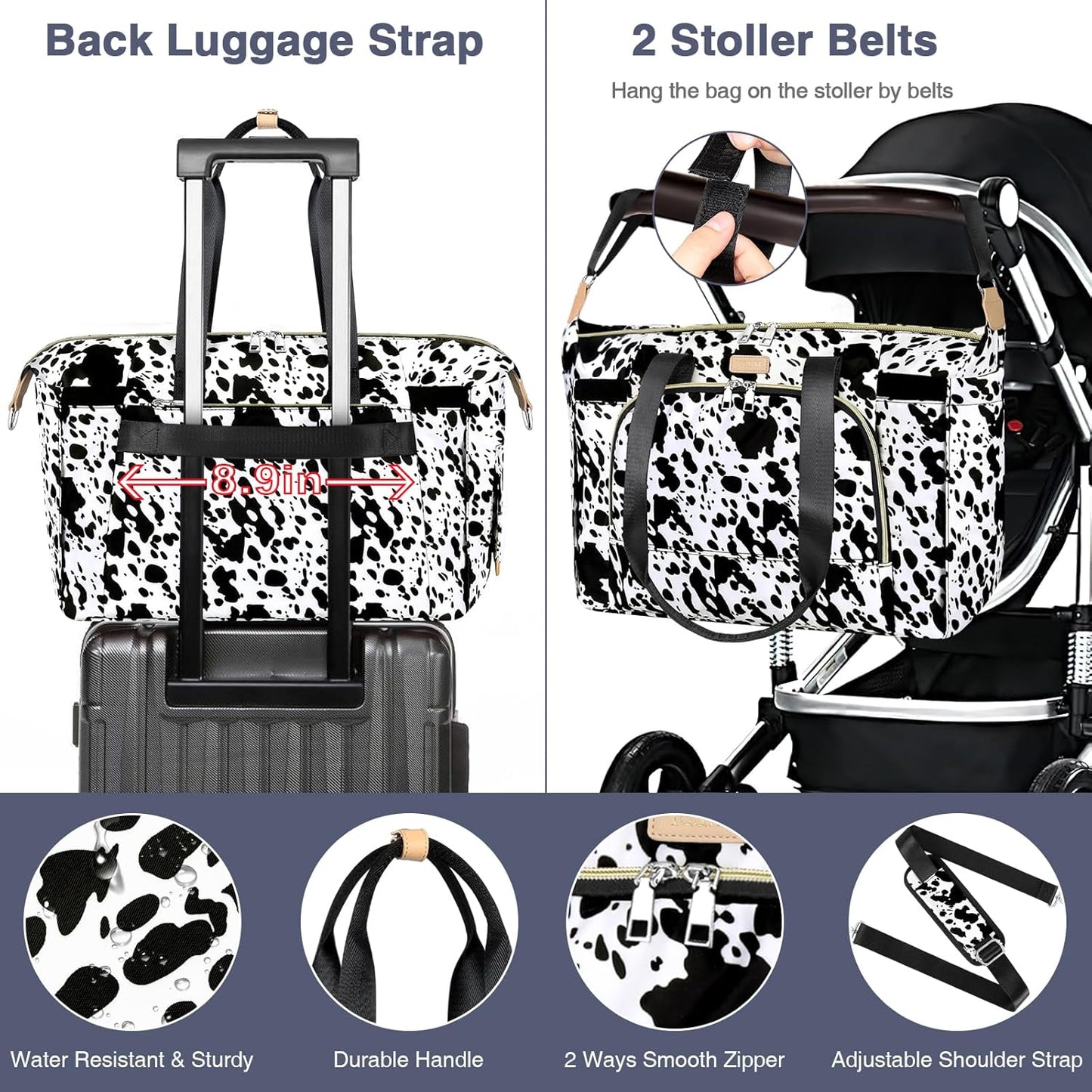 ITIEZY Diaper Bag Tote for Baby - Large Mommy Bag with Portable Changing Pad Pacifier Case, Hospital Bags Travel Baby Bag
