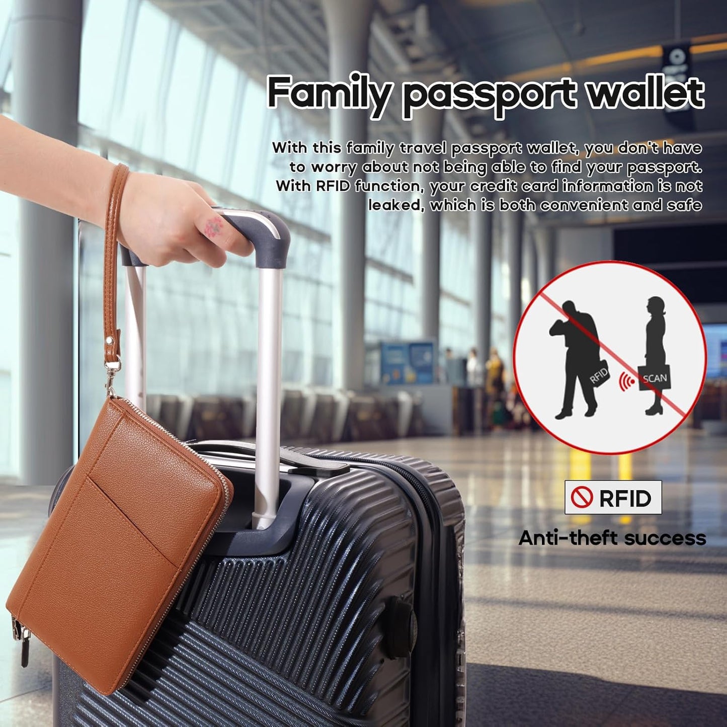 RFID Blocking Family Passport Holder Wallet 6,Premium Leather Travel Document Organizer for Women and Men,Travel Wallet for Credit Card